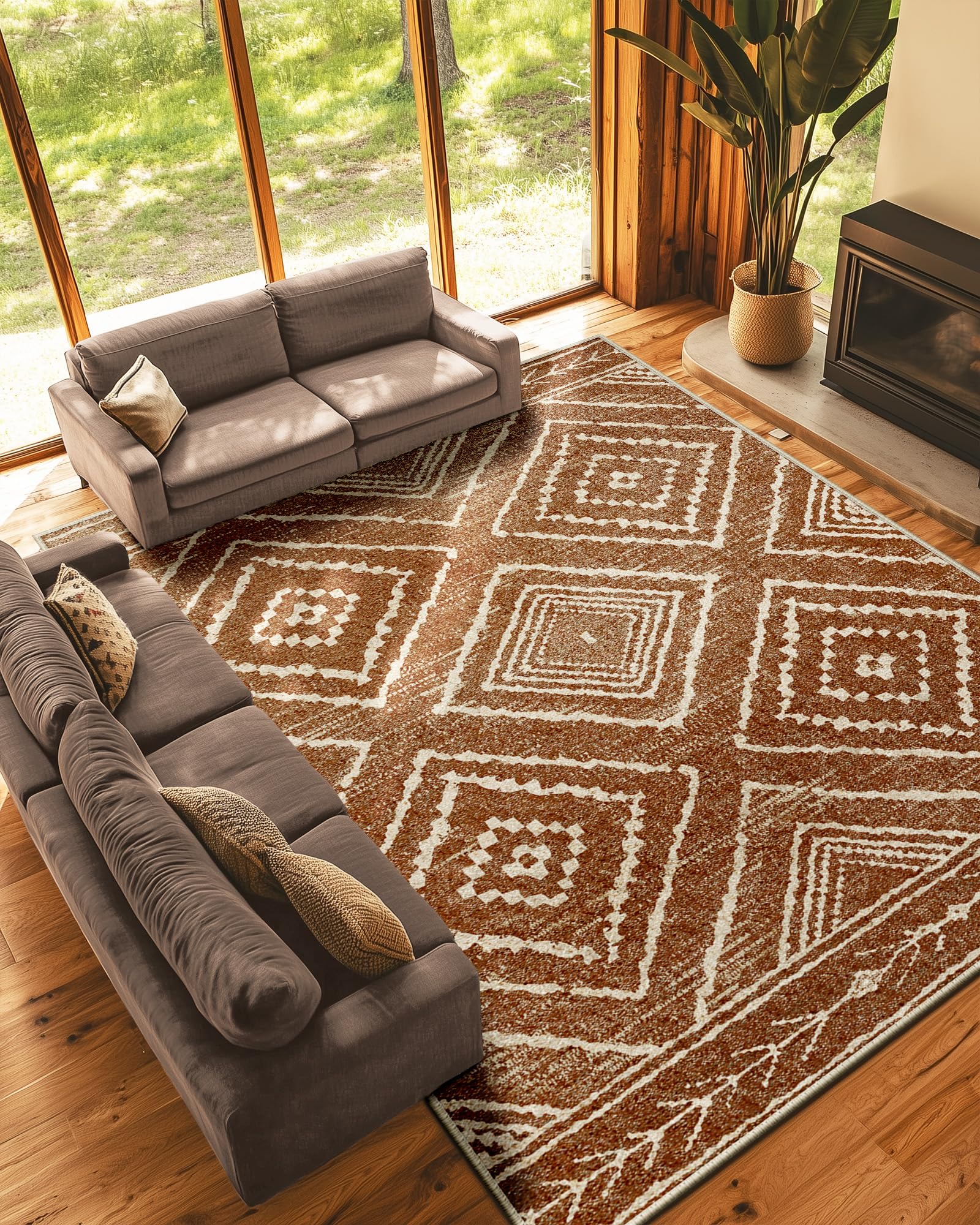 BESTSWEETIE Area Rug 2x3 Rug Machine Washable Non-Slip Low Pile Print Pattern Western Rug for Living Room Bedroom Entryway Tribal Series-Abstract/Cowhide