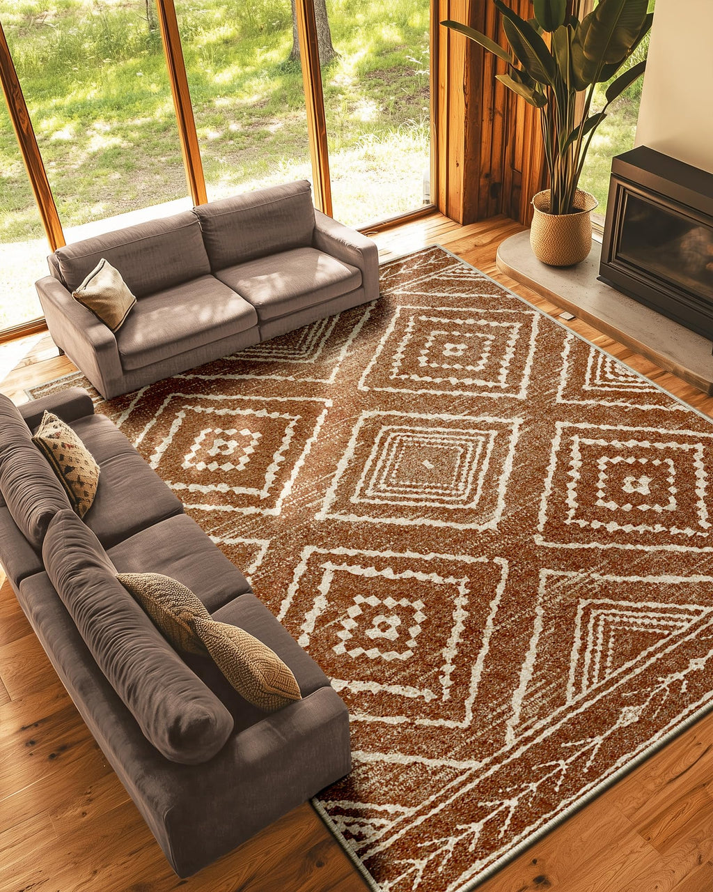BESTSWEETIE Area Rug 2x3 Rug Machine Washable Non-Slip Low Pile Print Pattern Western Rug for Living Room Bedroom Entryway Tribal Series-Abstract/Cowhide