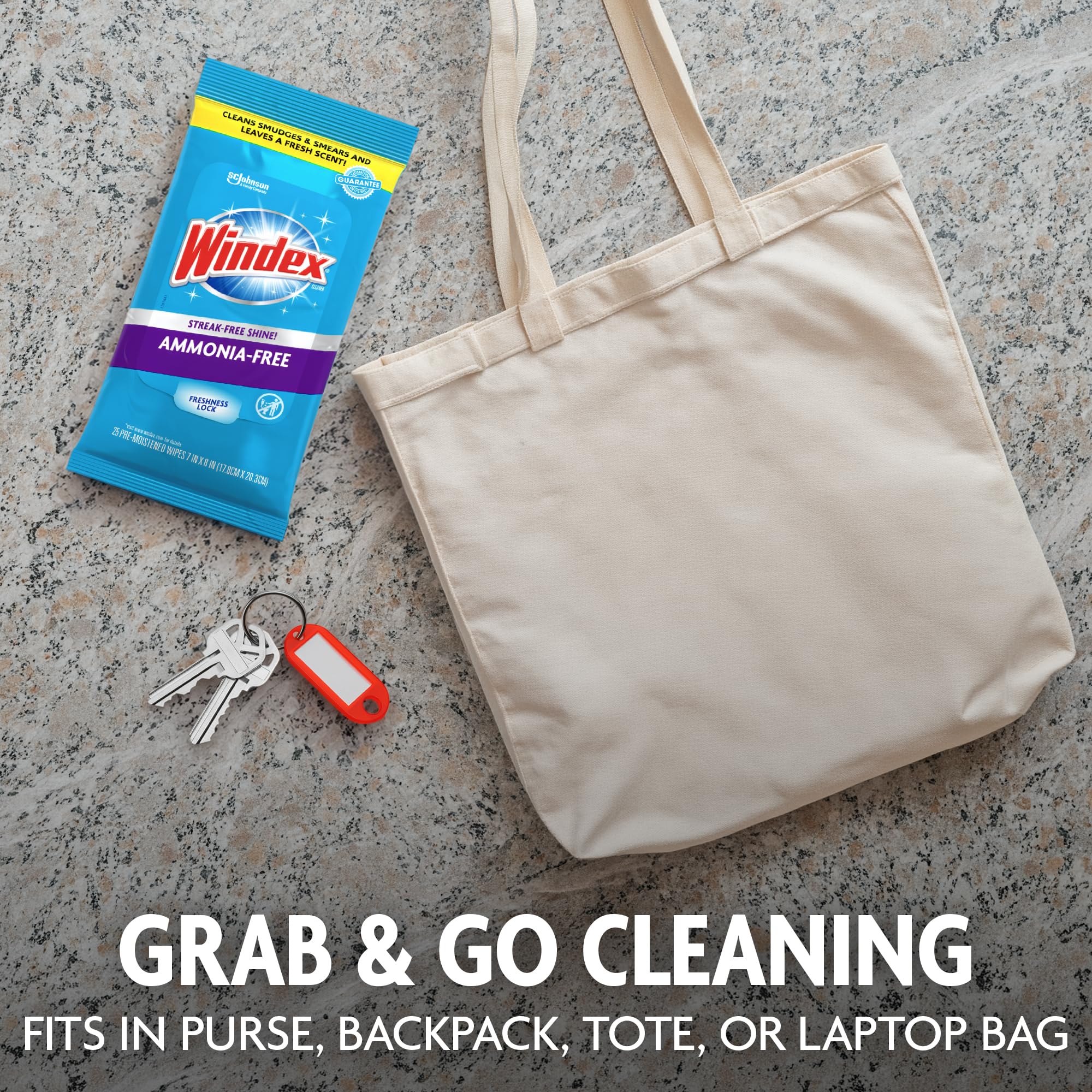 Windex Wipes Glass Cleaning Ammonia Free, Pre-Moistened Wipes for Cleaning All Glass Surfaces, Crystal Rain Fresh Scent, 25 Count