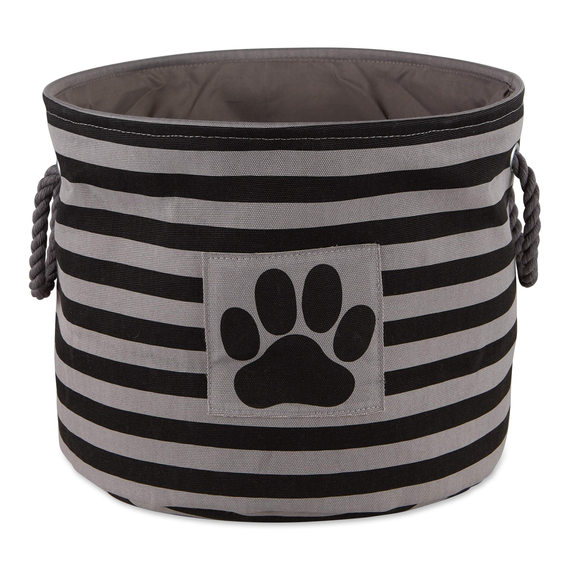 Bone Dry Pet Storage Collection Striped Paw Patch Bin, Aqua, Small Rectangle