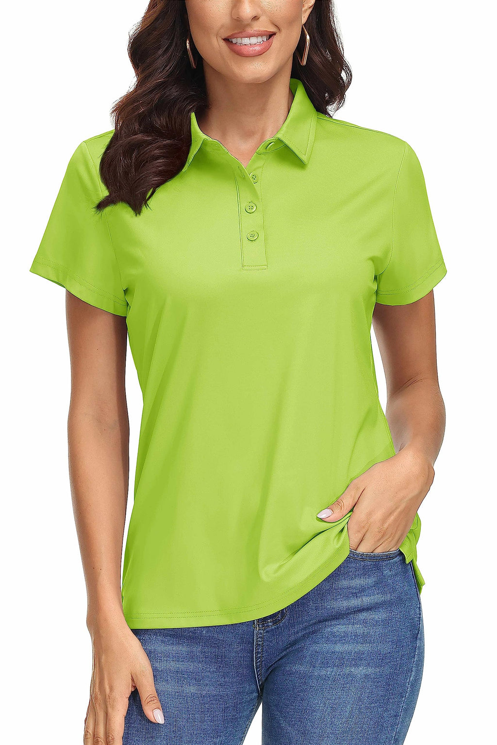 MAGCOMSEN Women's Polo Shirts UPF 50+ Short Sleeve Golf Shirt Quick Dry Sun Protection 4 Buttons Casual Work Collar Top
