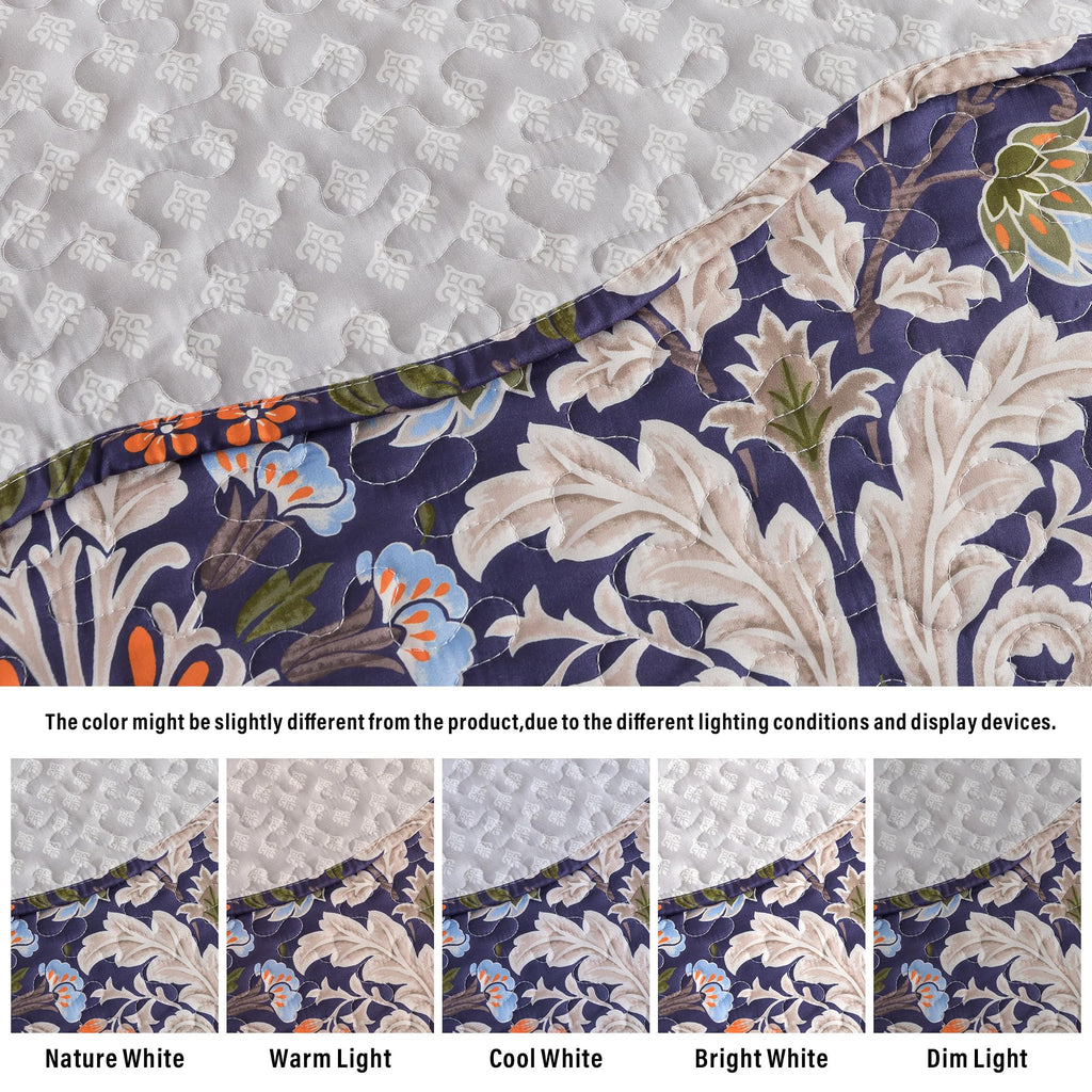 HoneiLife Quilt Sets Twin Size - 2 Piece Microfiber Quilts Reversible Bedspreads Patchwork Coverlets Floral Bedding Set All Season Quilts with Blue and White Porcelain Pattern