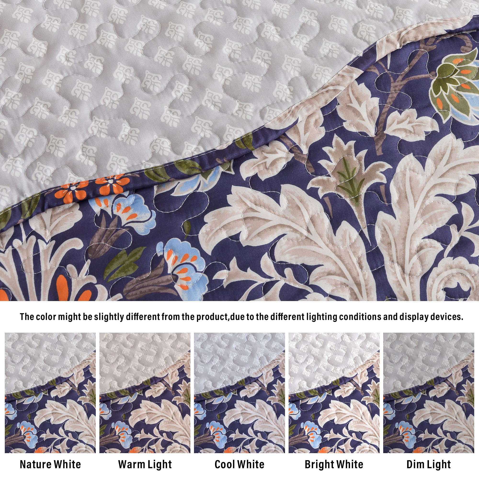 HoneiLife Quilt Sets Twin Size - 2 Piece Microfiber Quilts Reversible Bedspreads Patchwork Coverlets Floral Bedding Set All Season Quilts with Blue and White Porcelain Pattern