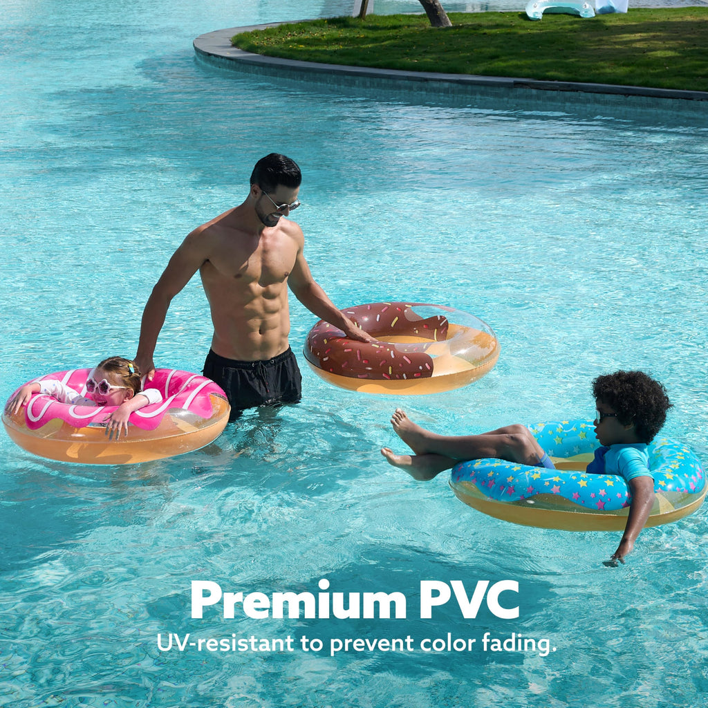 JOYIN Inflatable Swim Tube Raft (3 pack) with Summer Fruits Painting, Pool Toys for Swimming Pool Party Decorations