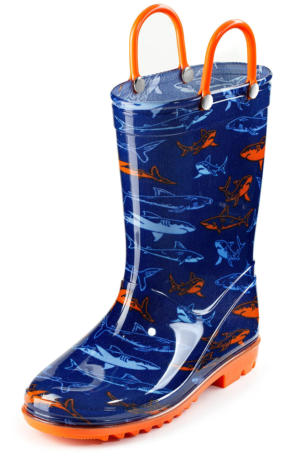 Puddle Play Toddler and Kids Waterproof PVC Rain Boots with Easy-On Handles – Lightweight Slip-Resistant Outdoor Boots for Boys and Girls