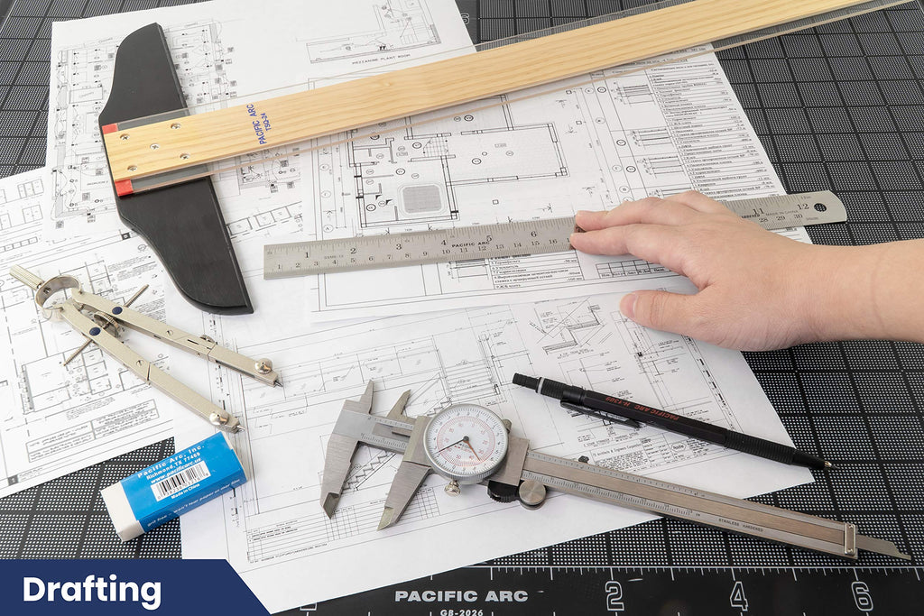 2 Pack Pacific Arc 12 Inch Stainless Steel Ruler with Inch/Metric Conversion Table