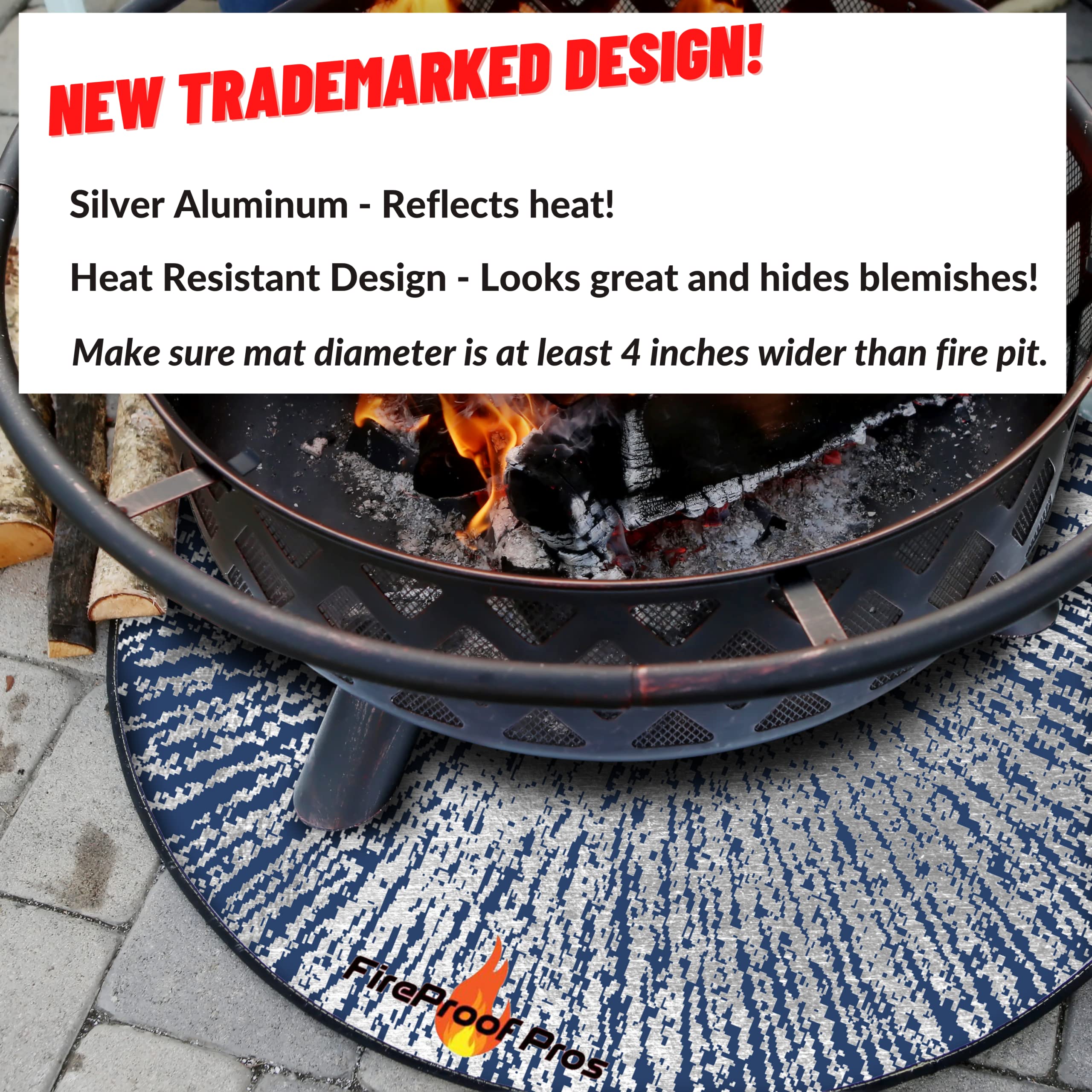 Fire Pit Mats for Under fire Pit 24" Round Non Combustable Heat Deflector Fire Resistant Fireproof Mat/Fireplace Mat. Pad Protector for firepit, Grill