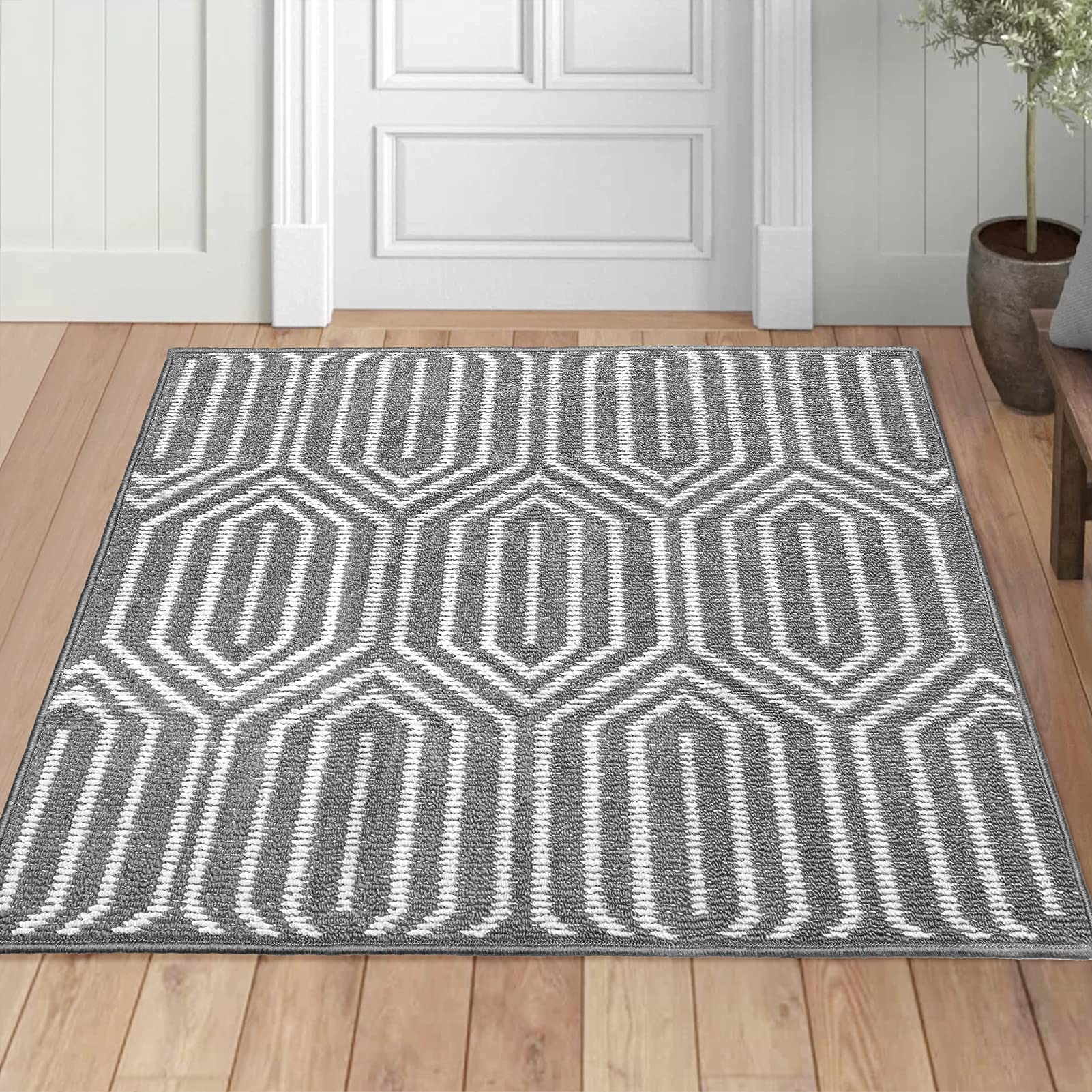 Indoor Doormat 24"x 36", Absorbent Front Back Door Mat Floor Mats, Rubber Backing Non Slip Door Mats Inside Mud Dirt Trapper Entrance Door Rug Carpet, Machine Washable Low Profile-Brown Time Cloister