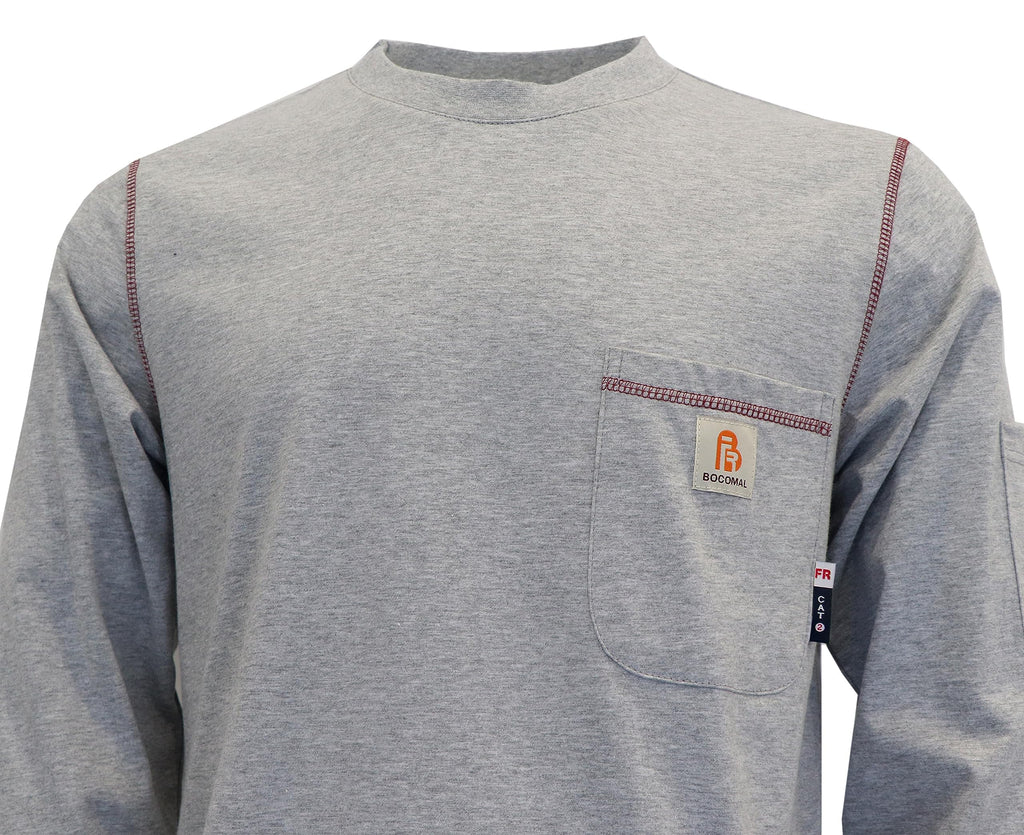 BOCOMAL FR Shirts for Men Lightweight Crew Long Sleeve Flame Resistant/Fire Retardant Shirt…