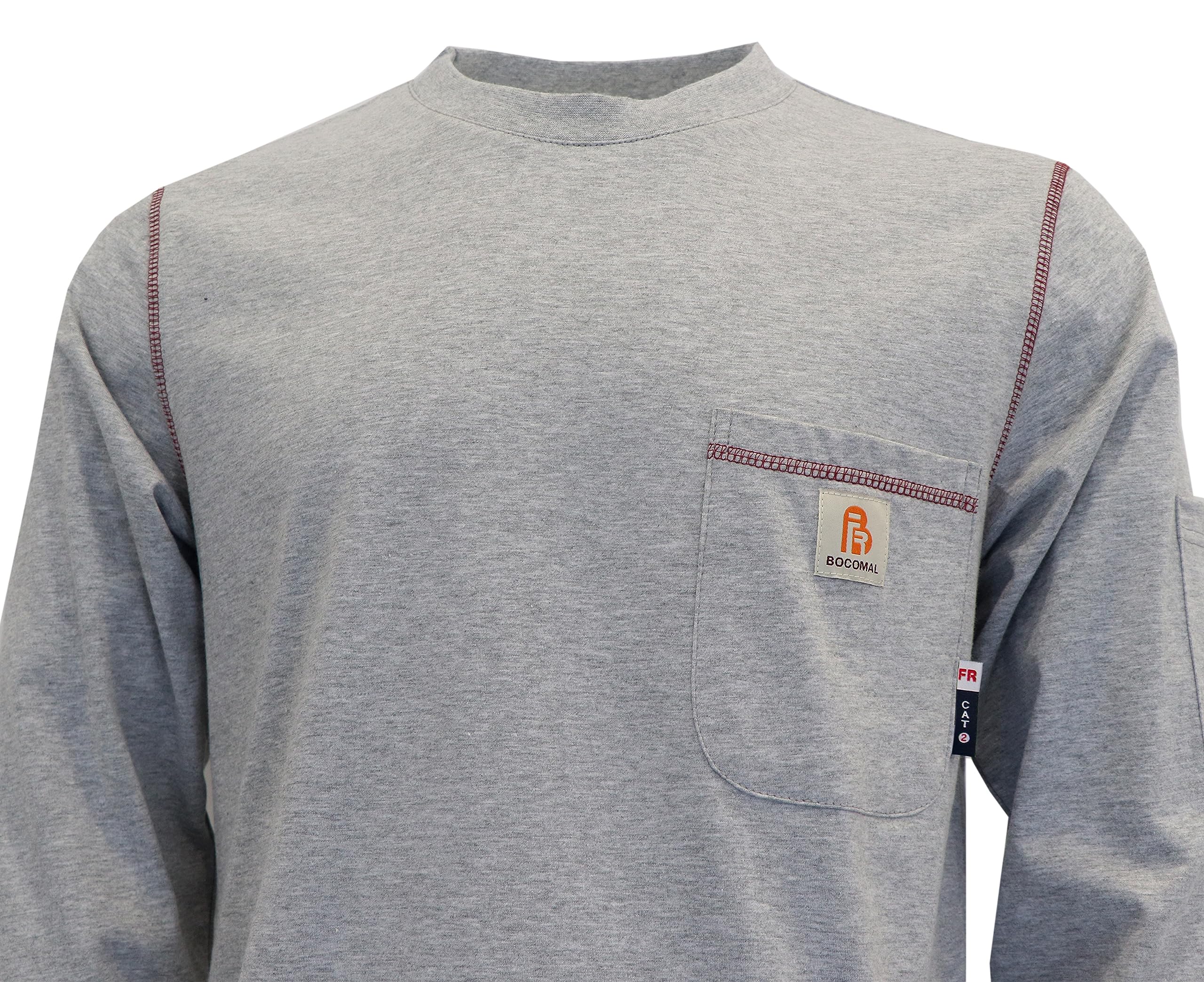 BOCOMAL FR Shirts for Men Lightweight Crew Long Sleeve Flame Resistant/Fire Retardant Shirt…