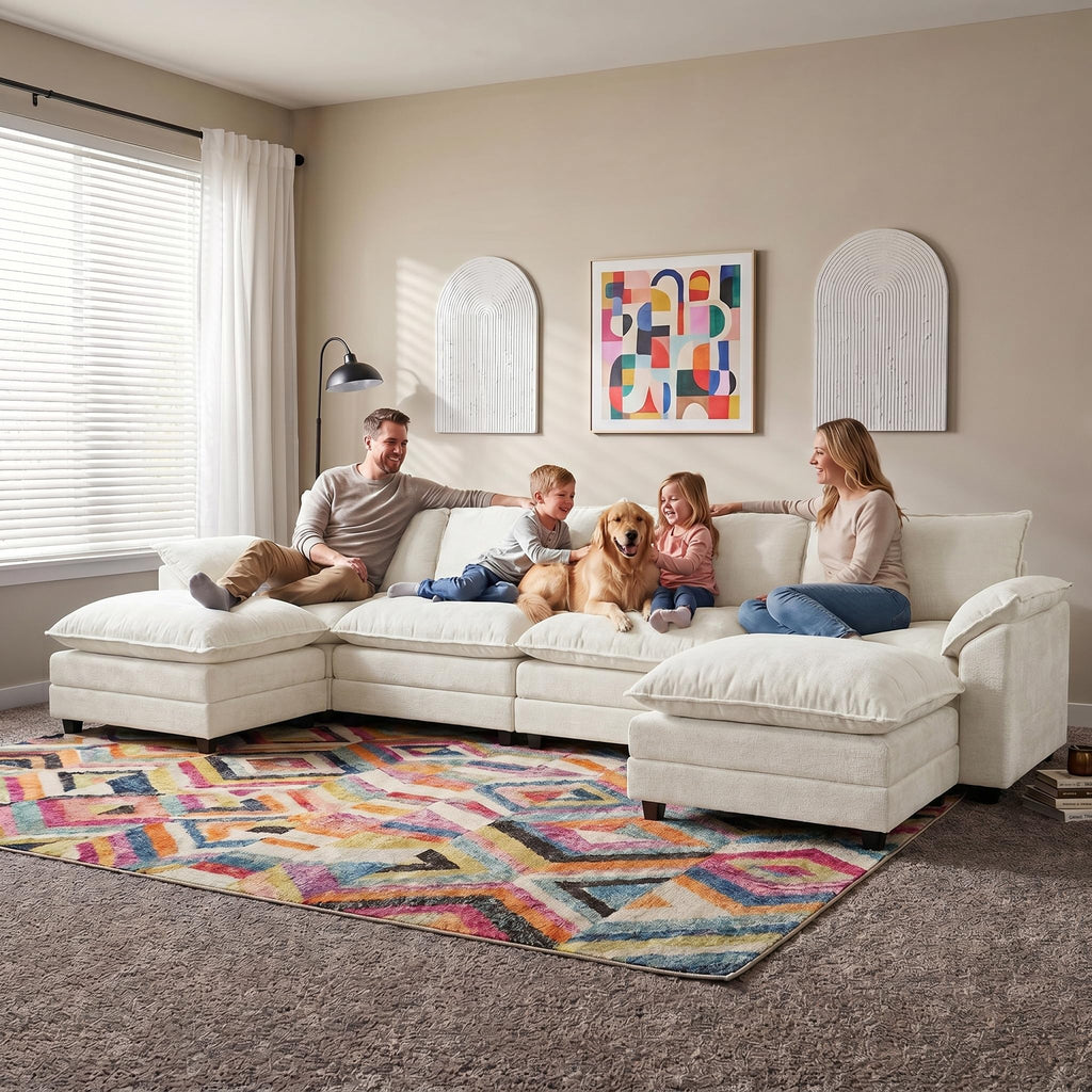 Homall 80" Modular Sectional Sofa, Loveseat Sofa Couch with Double-Layer Cushion, DIY Combination Chenille Deep 2-Seat Cloud Couch for Living Room, Apartment (Bright Grey, Loveseat Sofa)