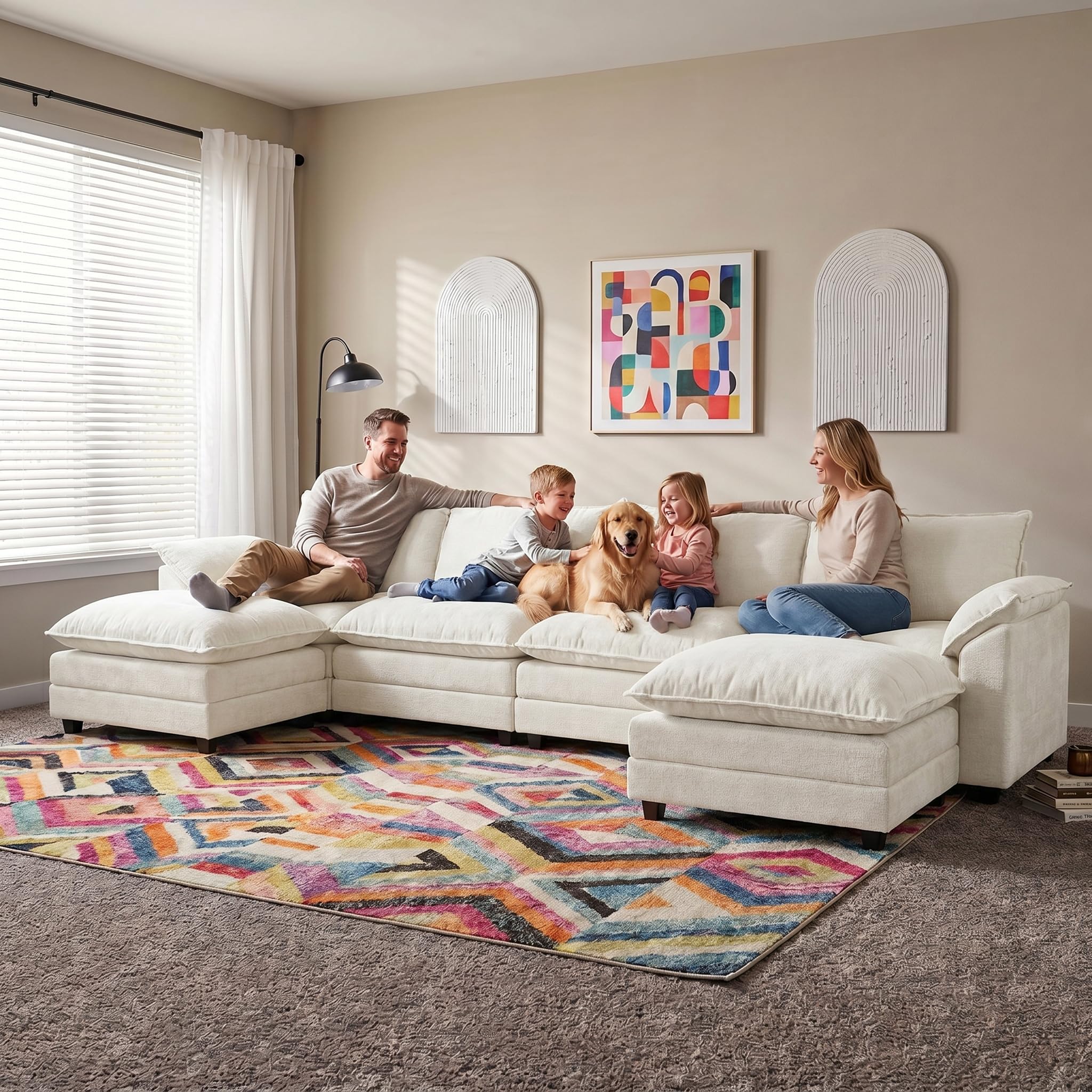 Homall 80" Modular Sectional Sofa, Loveseat Sofa Couch with Double-Layer Cushion, DIY Combination Chenille Deep 2-Seat Cloud Couch for Living Room, Apartment (Bright Grey, Loveseat Sofa)