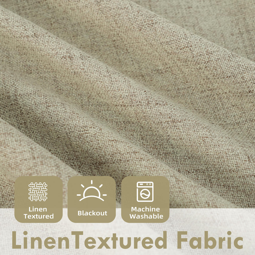 DriftAway Double Layer Linen Blackout Tie Up Curtains Thermal Insulated Fully Lined Balloon Roman Shade Bathroom Window Adjustable Rod Pocket for Small Window 25 Inch by 47 Inch Beige