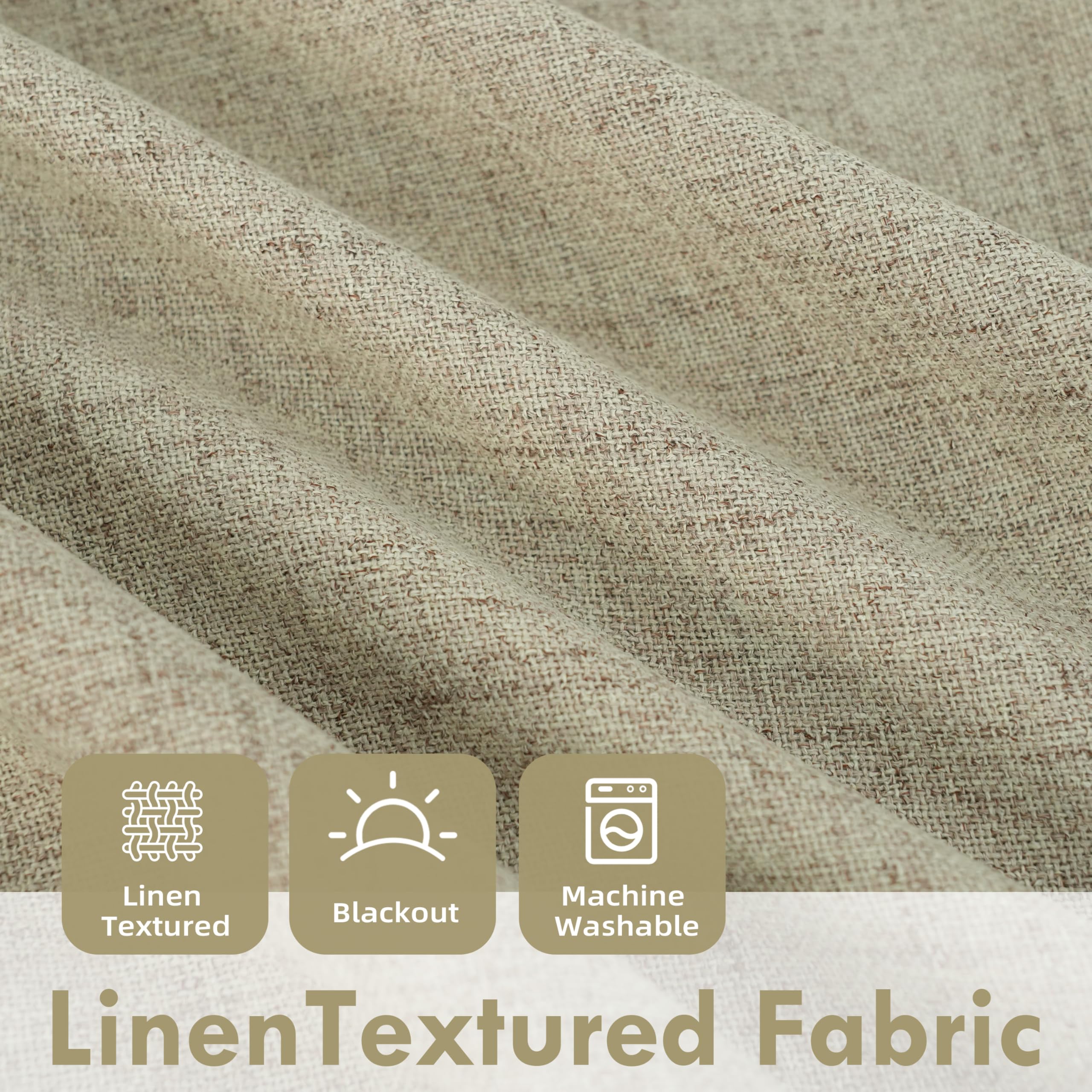 DriftAway Double Layer Linen Blackout Tie Up Curtains Thermal Insulated Fully Lined Balloon Roman Shade Bathroom Window Adjustable Rod Pocket for Small Window 25 Inch by 47 Inch Beige