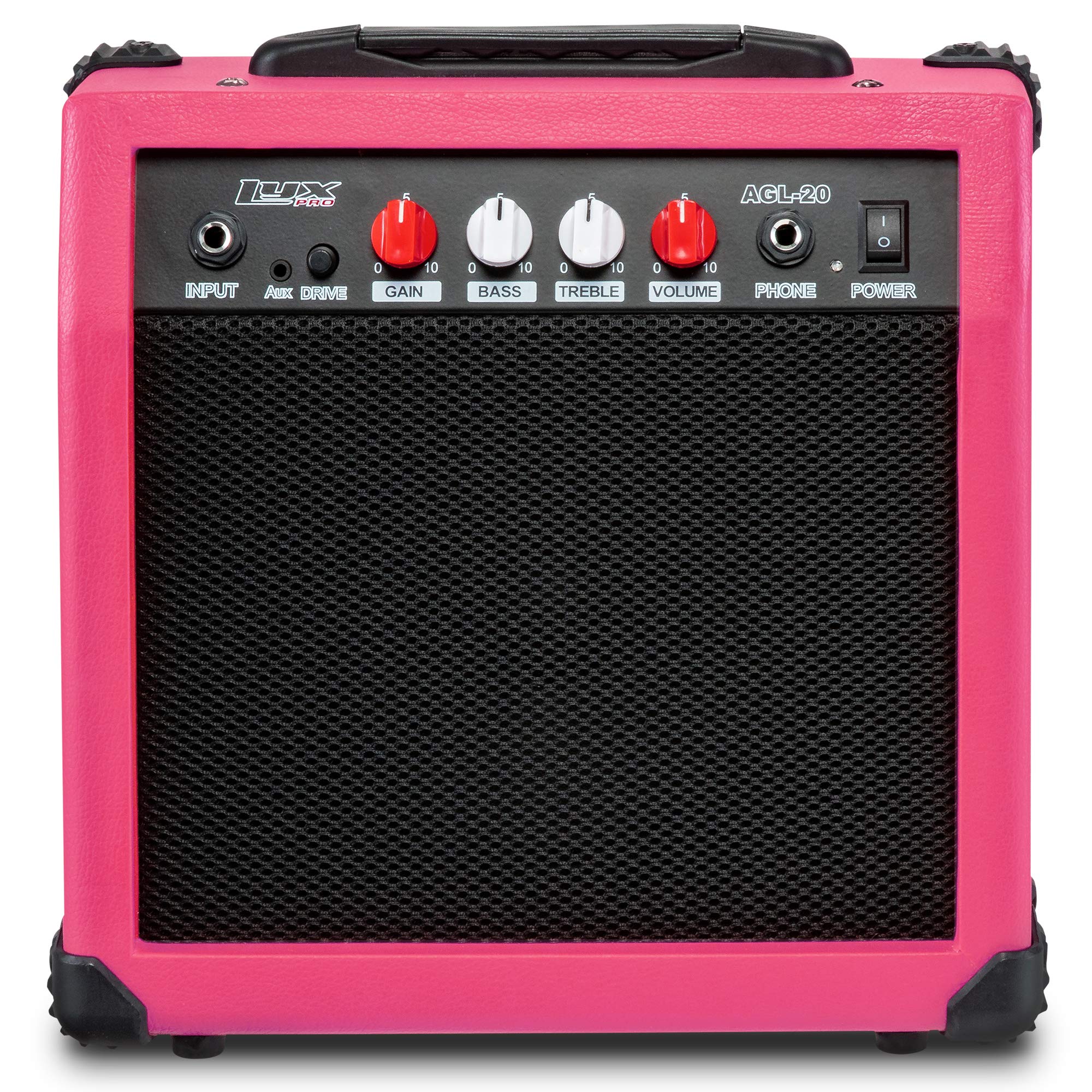 LyxPro Electric Guitar Amp 20 Watt Amplifier Built in Speaker Headphone Jack and Aux Input Includes Gain Bass Treble Volume and Grind - Black