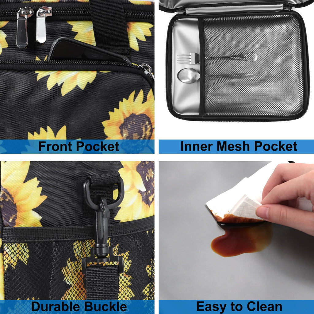 Femuar Lunch Bags for Women/Men, Insulated Lunch Bag for Work Office Picnic - Large Lunch Cooler Bag Leakproof Lunch Box with Adjustable Shoulder Strap for Adults - Grey (15L)