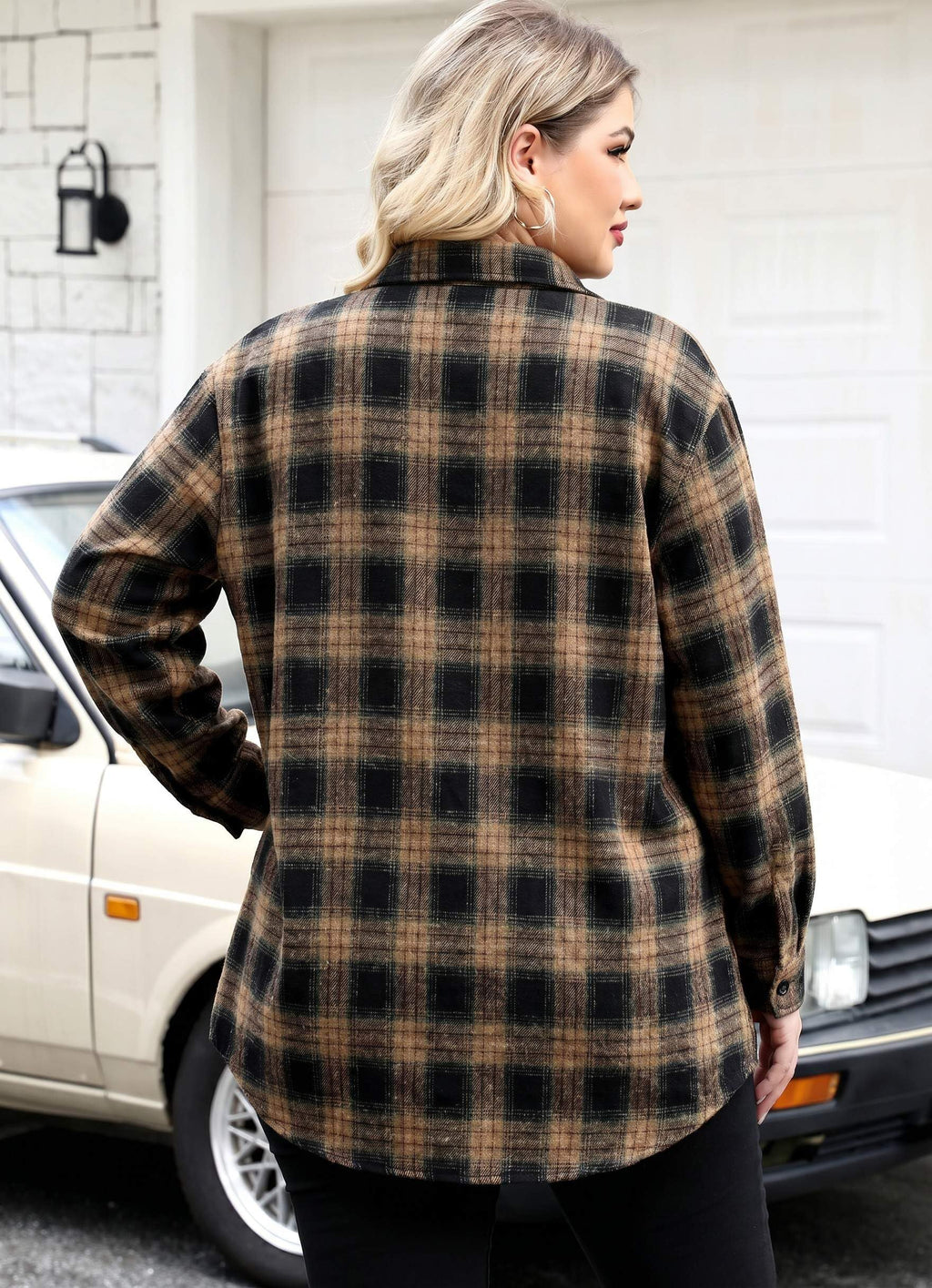 Zeagoo Womens Plus Size Flannel Shirts Plaid Shirts Long Sleeves Casual Button Down Collared Shacket Tops