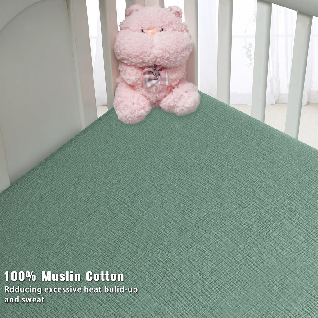 GUNTAIL Baby Crib Sheets for Boys Girls, 2 Pack Fitted Crib Sheet for Standard Crib and Toddler Mattress, Soft Microfiber Baby Sheet 52x28x8in (Brown & Green)