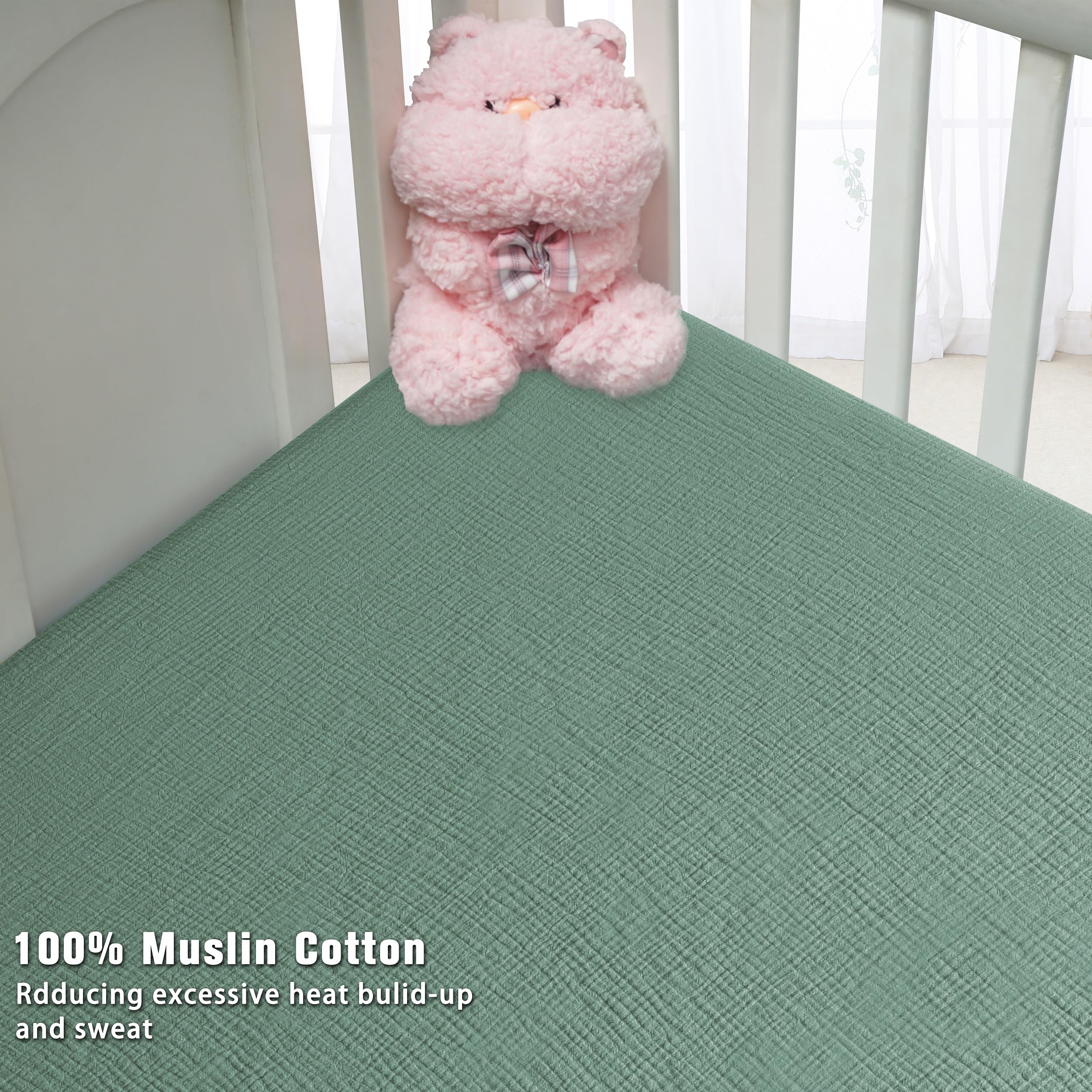 GUNTAIL Baby Crib Sheets for Boys Girls, 2 Pack Fitted Crib Sheet for Standard Crib and Toddler Mattress, Soft Microfiber Baby Sheet 52x28x8in (Brown & Green)
