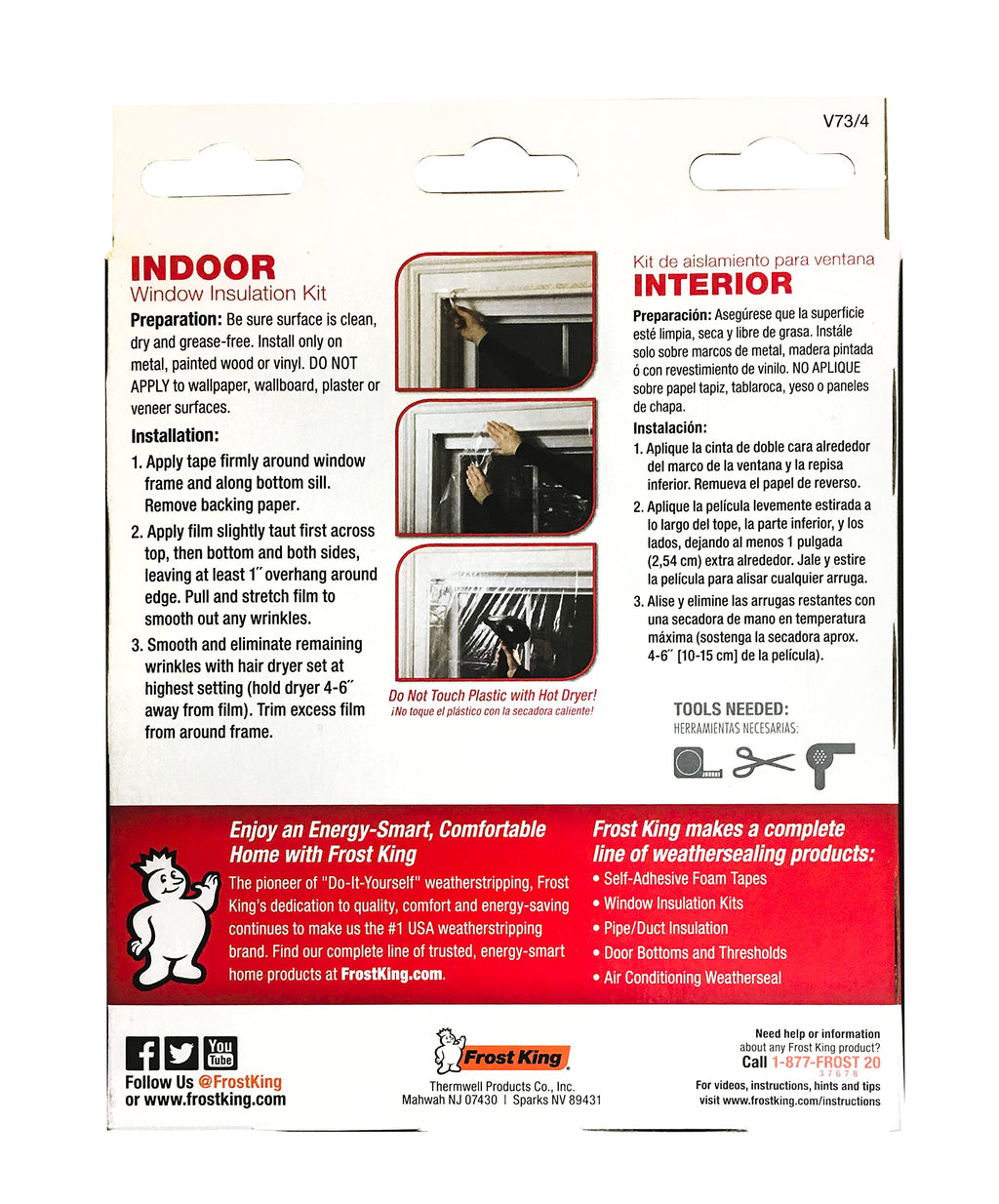Frost King V73/4A Shrink Film Window KIT, 4-Pack, Clear, Transparent