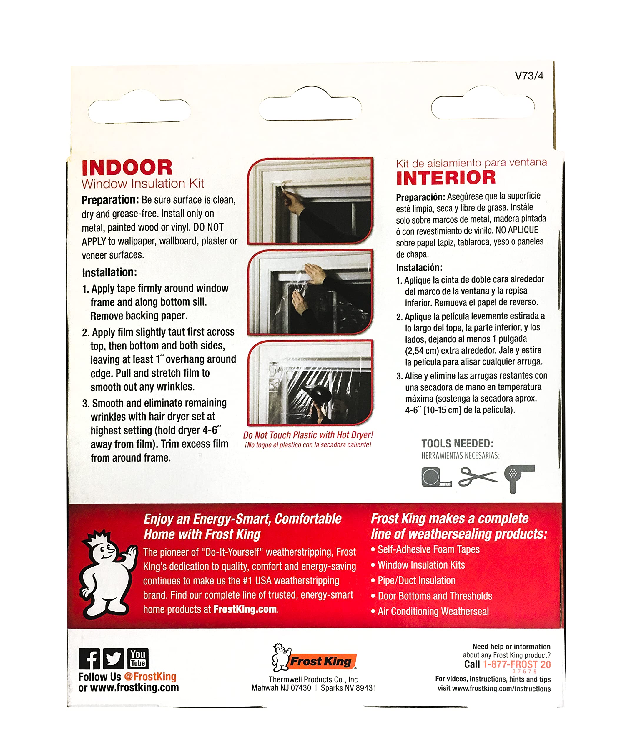 Frost King V73/4A Shrink Film Window KIT, 4-Pack, Clear, Transparent