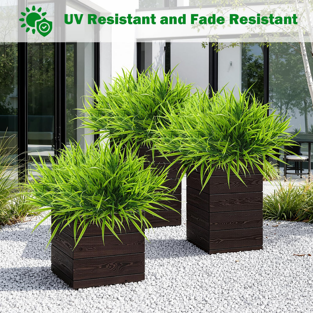 Uieke 28 Bundles Artificial Outdoor Plants UV Resistant Fake Grass Plants Faux Plastic Plants Greenery Shrubs for Home Garden Pathway Window Box Front Porch Cemetery Fall Decor, Autumn Red
