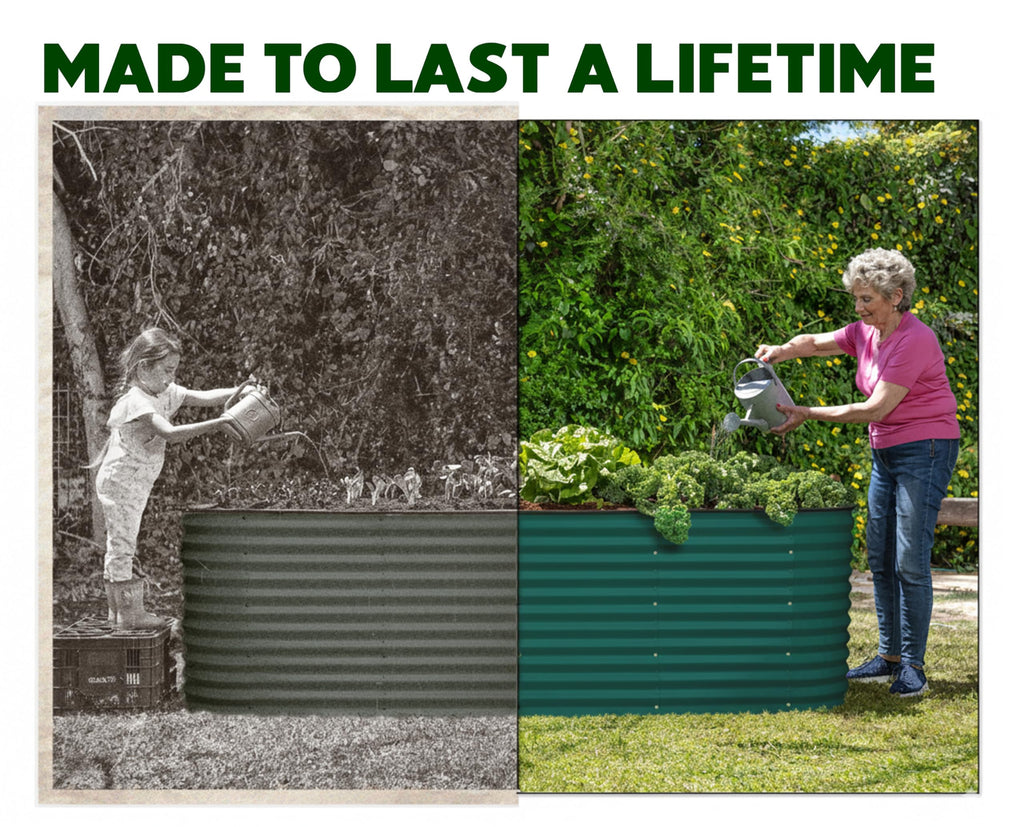 9-in-1 Galvanized Steel Raised Garden Bed // 8×2×1.5 ft Modular Planter for Gardening, Vegetables, Flowers // 18" Tall Metal Raised Garden Beds Outdoor (Dark Green) // Patented Design Planter Box