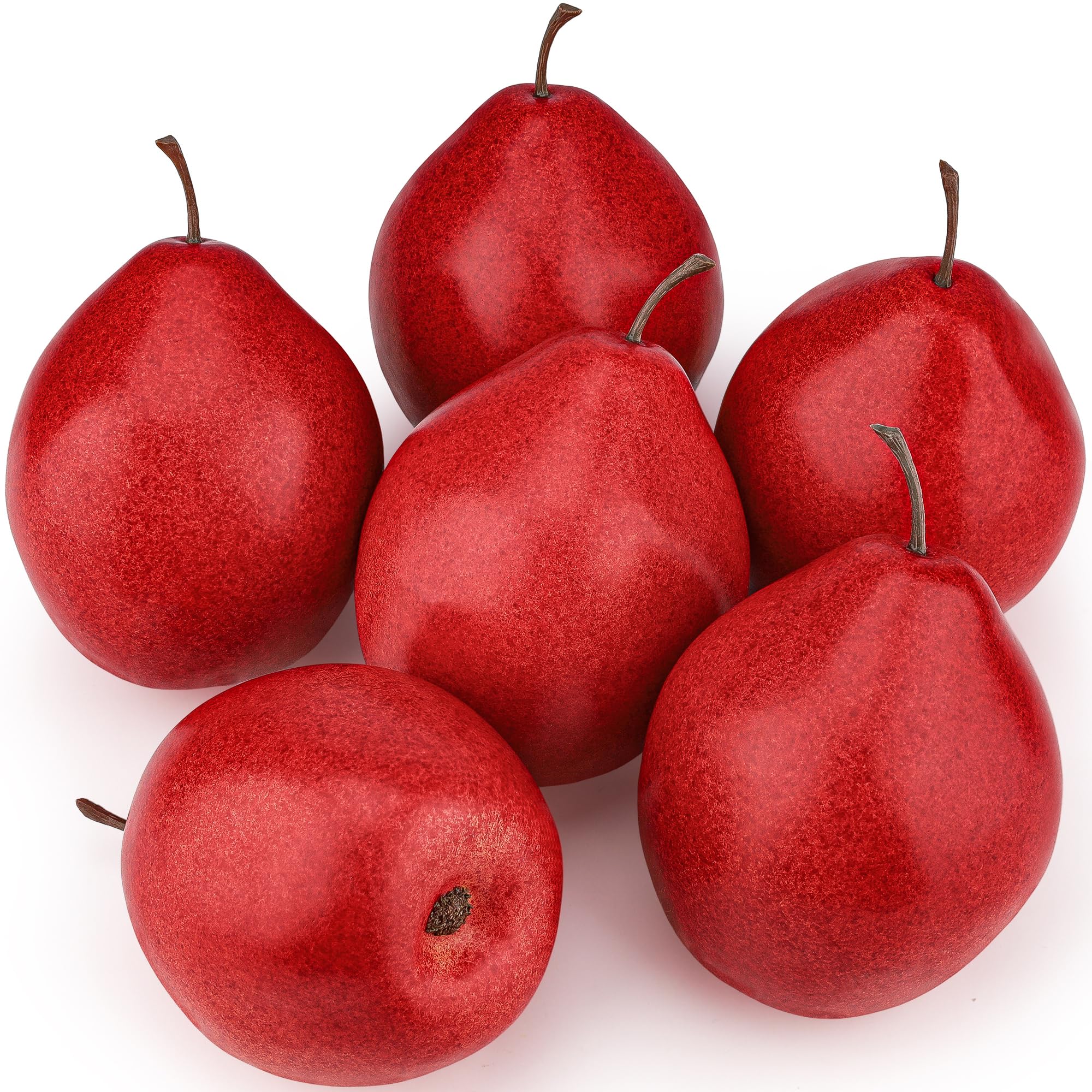 6 Pcs Faux Brown Pears - Realistic Fake Pear Artificial Fruit Decorations for Table Centerpiece, Decorative Artificial Pear for Home Kitchen Decor