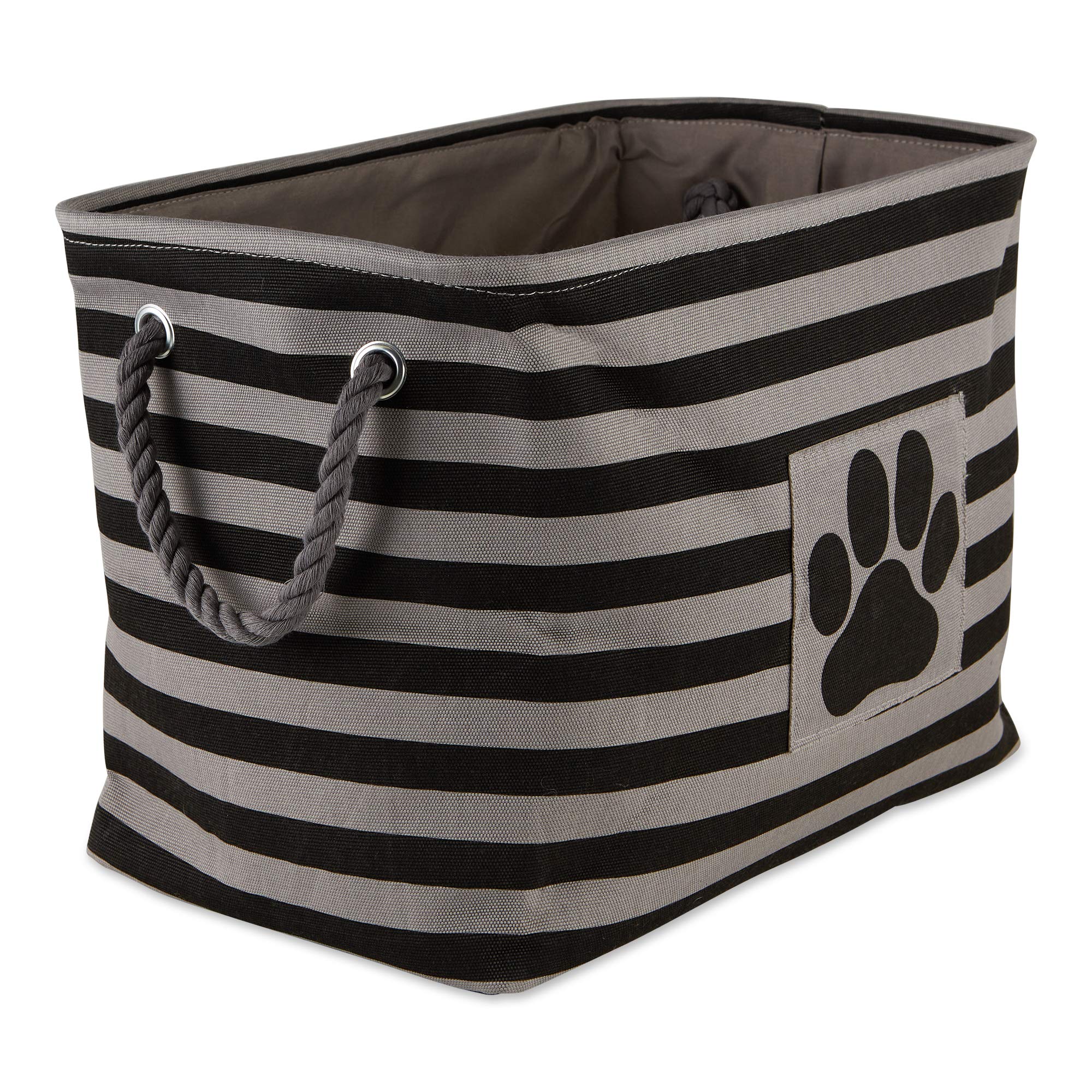Bone Dry Pet Storage Collection Striped Paw Patch Bin, Aqua, Small Rectangle