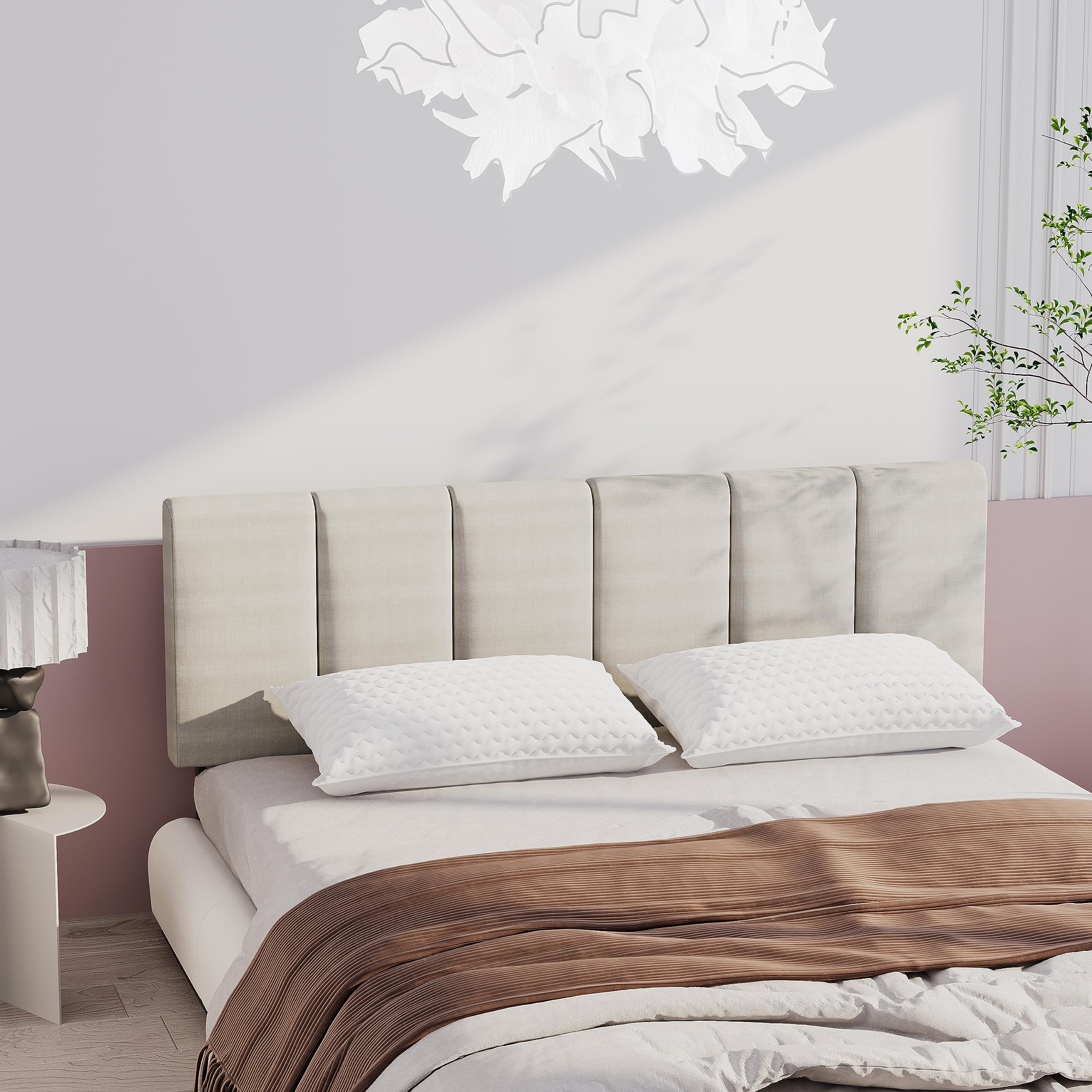 HAOBO Home Upholstered Headboards Foldable Queen/Full Linen Panels with Height Adjustments