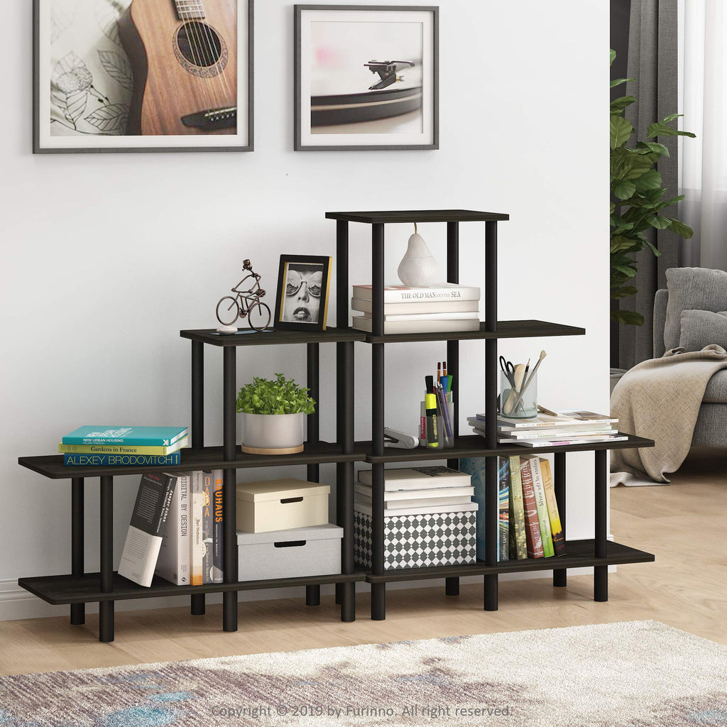 Furinno Turn-N-Tube 4-Tier Design Display Rack, Espresso/Black