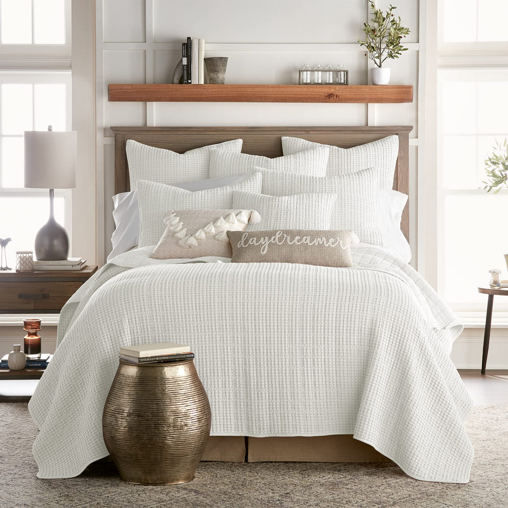 Levtex Home Mills Waffle Twin Bedspread Set (84x104in) with 1 Pillow Sham (26x20in) - Adobe - 100% Cotton Twin Size Bedspread Set - Lightweight, Soft, Pre-Washed