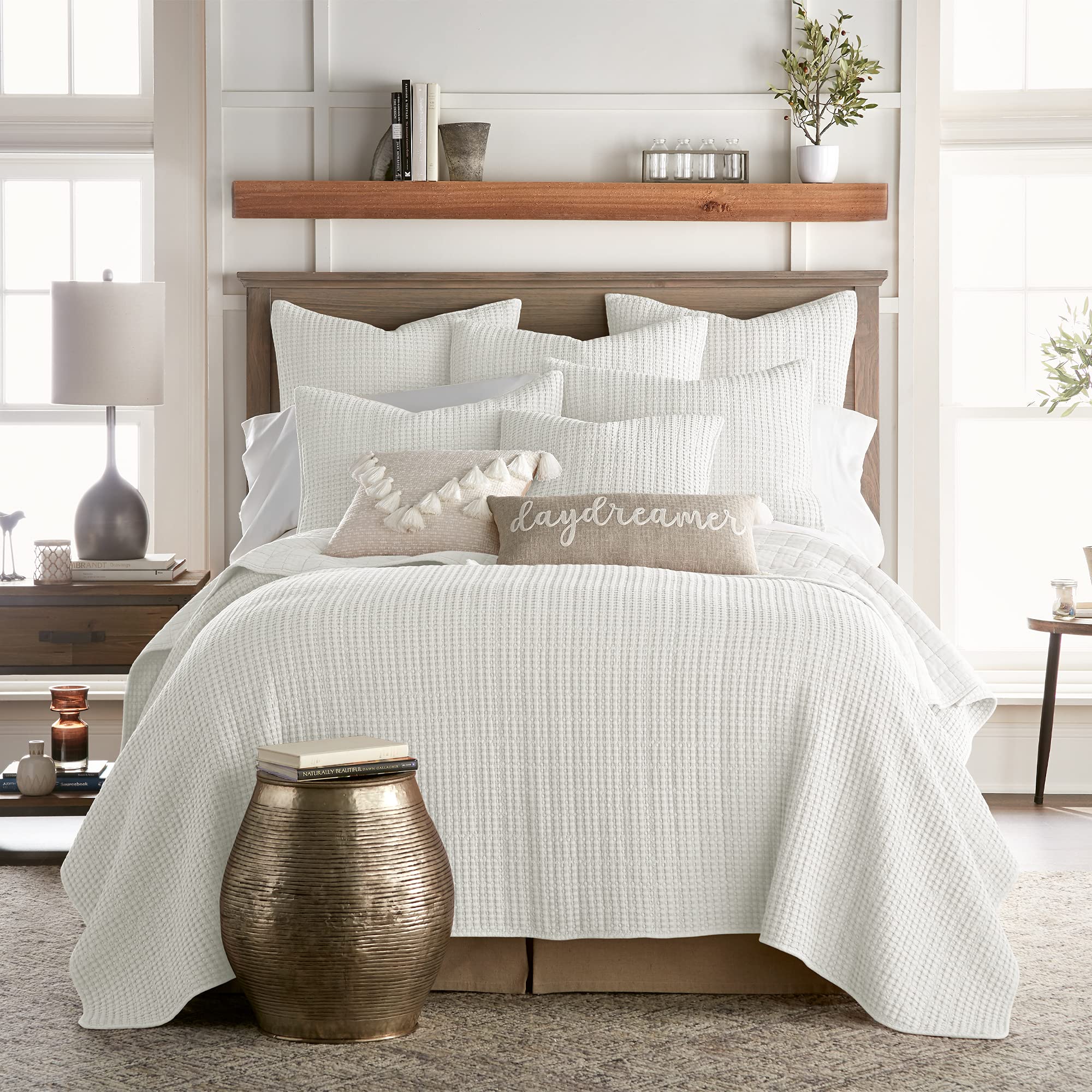 Levtex Home Mills Waffle Twin Bedspread Set (84x104in) with 1 Pillow Sham (26x20in) - Adobe - 100% Cotton Twin Size Bedspread Set - Lightweight, Soft, Pre-Washed