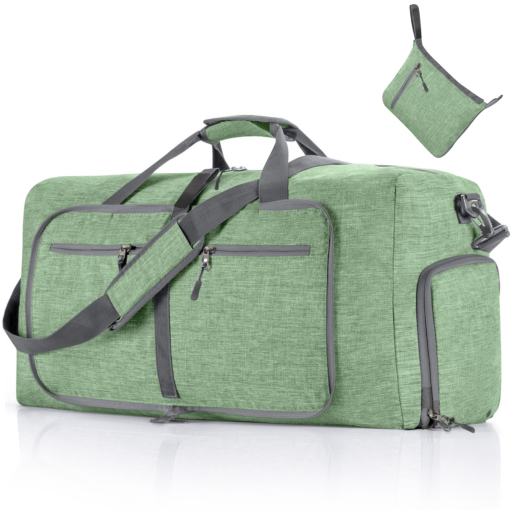 Vomgomfom 65L/85L/115L Foldable Travel Duffle Bag, Lightweight Checked Luggage with Shoe Compartment, Water-Resistant Weekender Overnight Bag for Men & Women