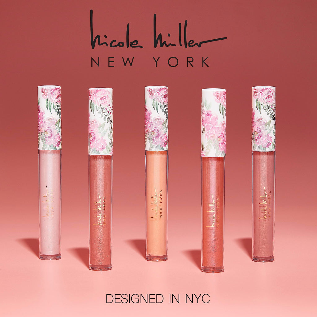 Nicole Miller Lip Gloss Collection Shimmery Glosses for Women and Girls Long Lasting Color Set with Rich Varied Colors, Flowery Pink, 10 Count (Pack of 1)