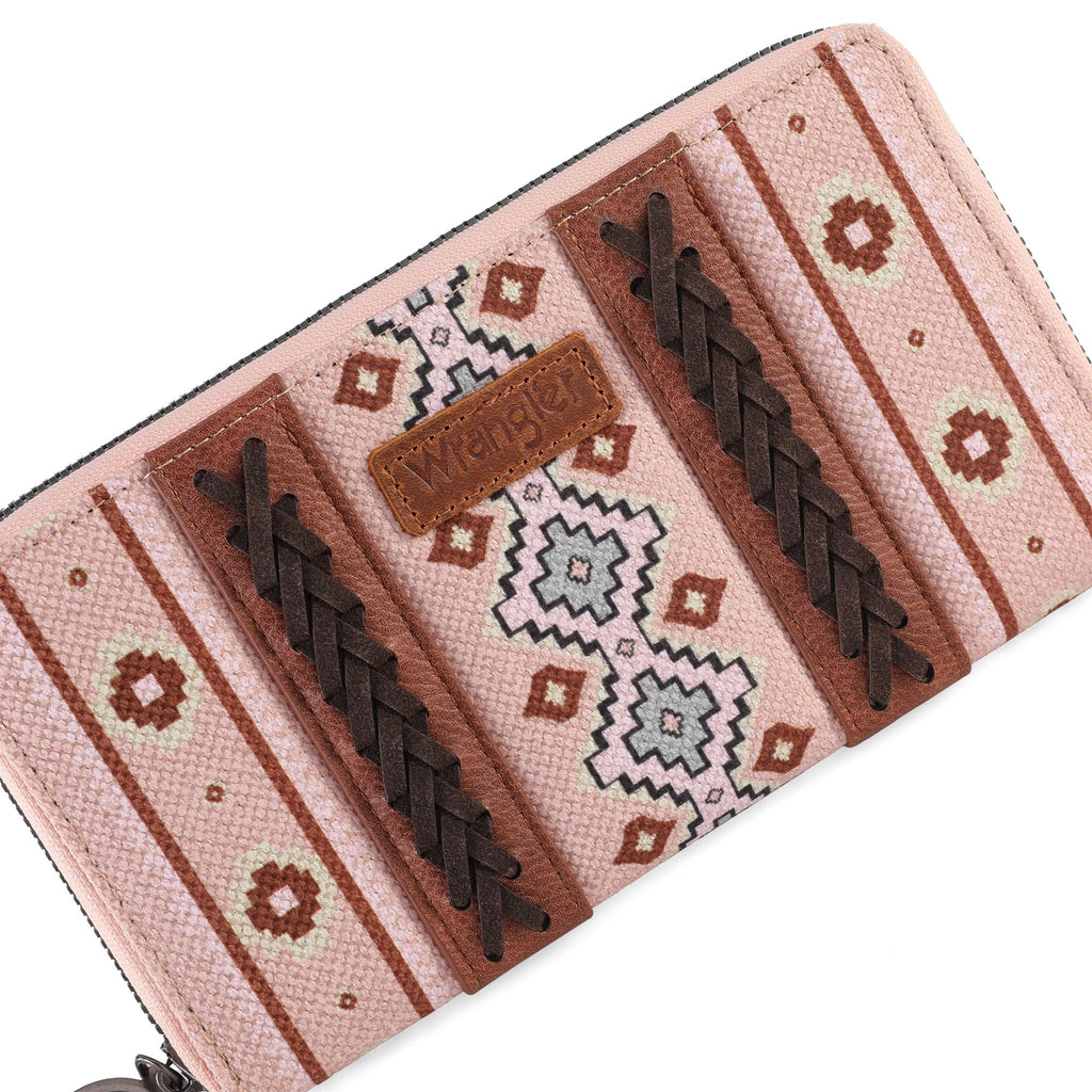 Wrangler Wallet Purse for Women Western Aztec Clutch Wristlet Wallet with Credit Card Holder