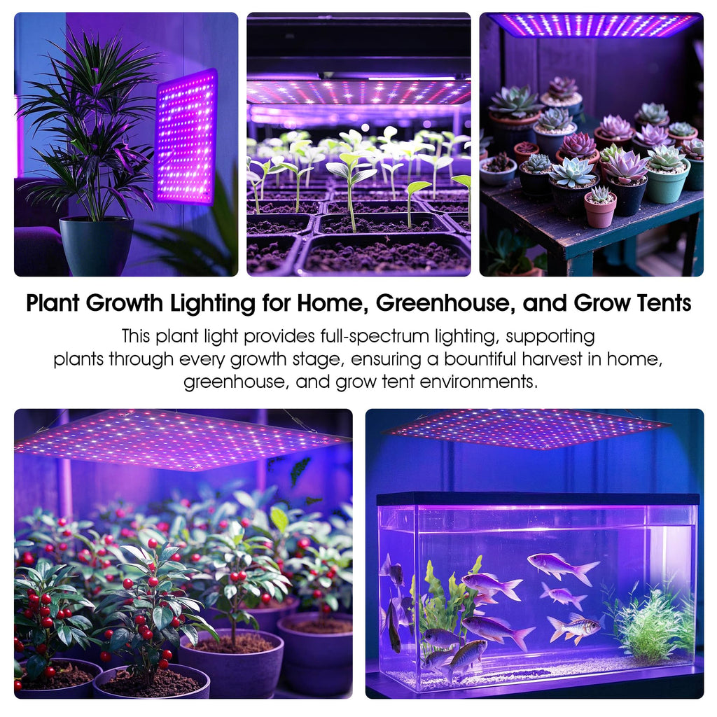 2 Pack LED Grow Light Panel 200W Lamp for Indoor Plants, Full Spectrum with White Blue Red UV IR LEDs for 4x4ft Coverage Grow Tent Greenhouse Veg and Bloom Seedlings Hydroponics