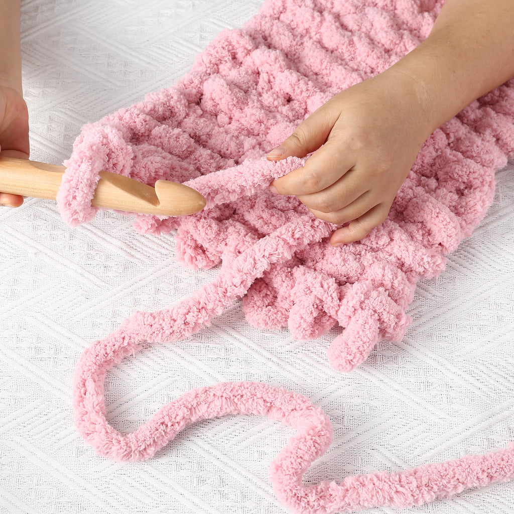 Chunky Chenille Yarn for Hand Knitting 8 Jumbo Pack Jumbo Chunky Yarn for Hand Soft Blanket Knitting, Bulky Thick Fluffy Yarn for Crocheting (Black)