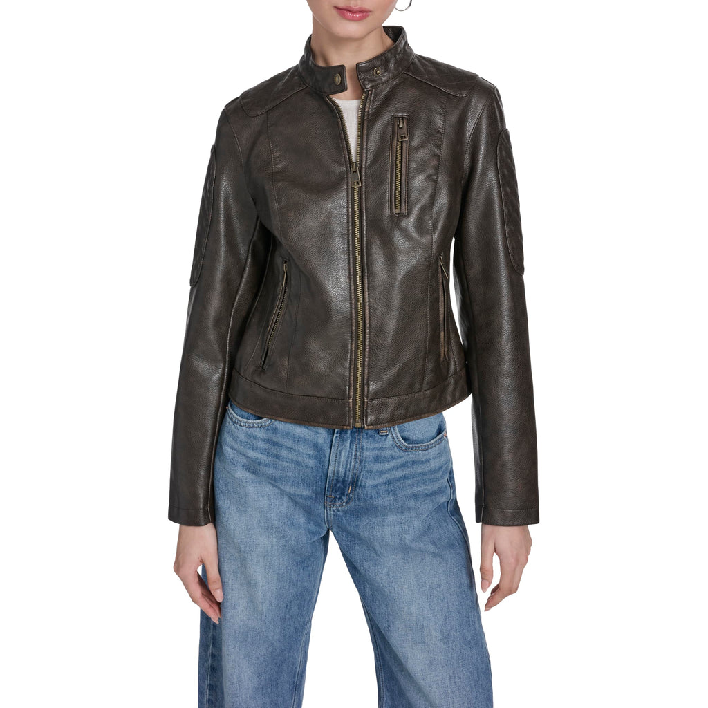 LEVI'S womens Faux Leather Motocross Racer Jacket (Standard and Plus)