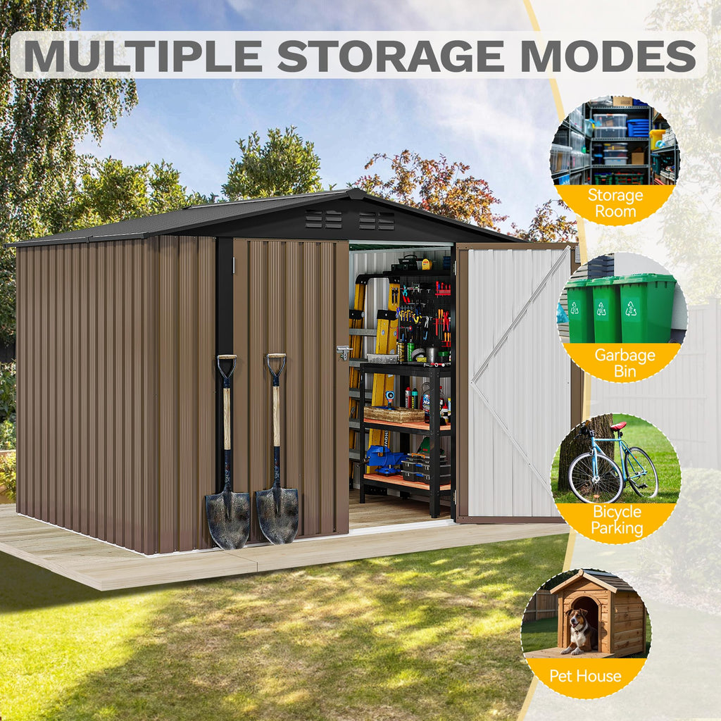 DWVO 6x4ft Outdoor Storage Shed, Lockable Metal Tool Storage Sheds, Waterproof Garden Sheds with Vents for Backyard, Patio, Garage, Lawn, Dark Gray