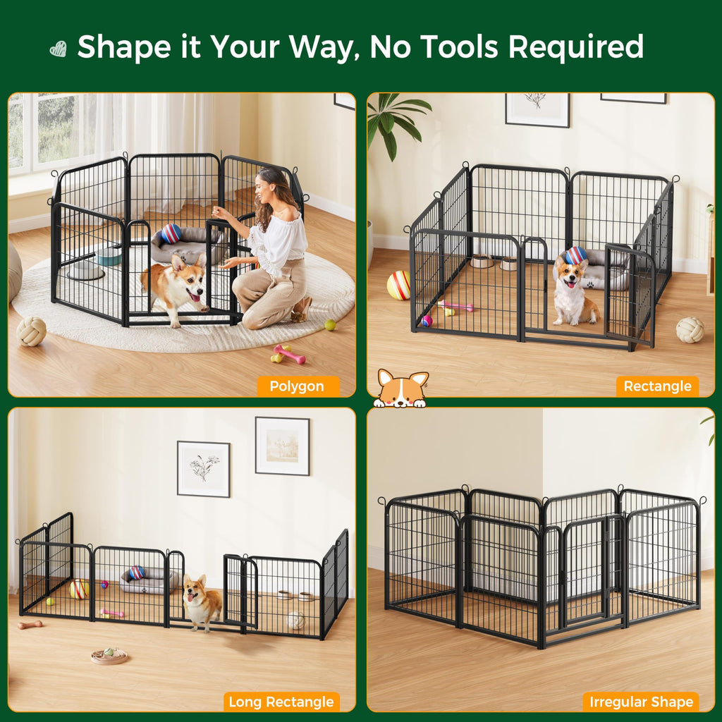 Yaheetech Dog Playpen, 24 inch 2 Panels Dog Pen for Indoor Heavy Duty Puppy Exercise Pen Metal Pet Fence for RV Camping/Yard/Garden