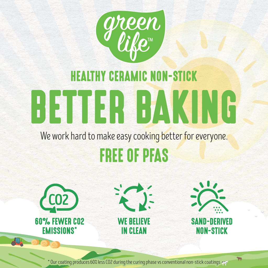 GreenLife Countertop Toaster Oven Air Fryer Stainless Steel, Healthy Ceramic Nonstick, PFAS Free, Tray & Basket, Bake, Broil, Reheat, Adjustable Temp & Time Control, Auto Shutoff, Black