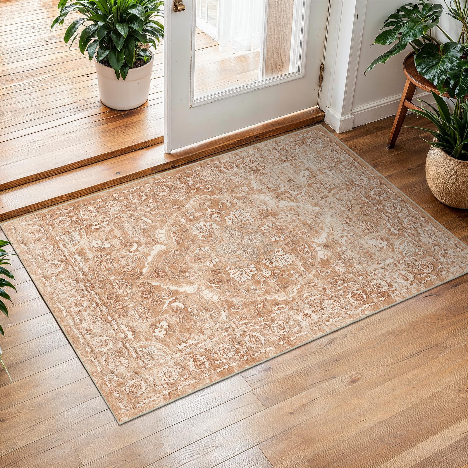 2x5 Washable Kitchen Runner Rug - Soft Low Pile Floral Animal Cat Print Rugs with Non-Slip Backing Waterproof Stain-Resistant Indoor Carpet for Hallway Entryway Bathroom Bedroom (Black)