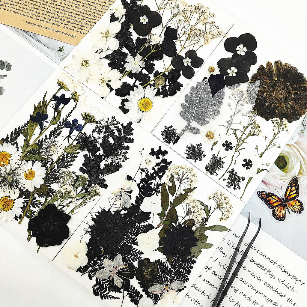 MIKIYA 98Pcs Pressed Dried Flowers for Resin Molds, Real Natural Bulk Big Dry Floral Leave for DIY Art Crafts, Epoxy Jewelry, Candle, Soap Making, Nails Decors