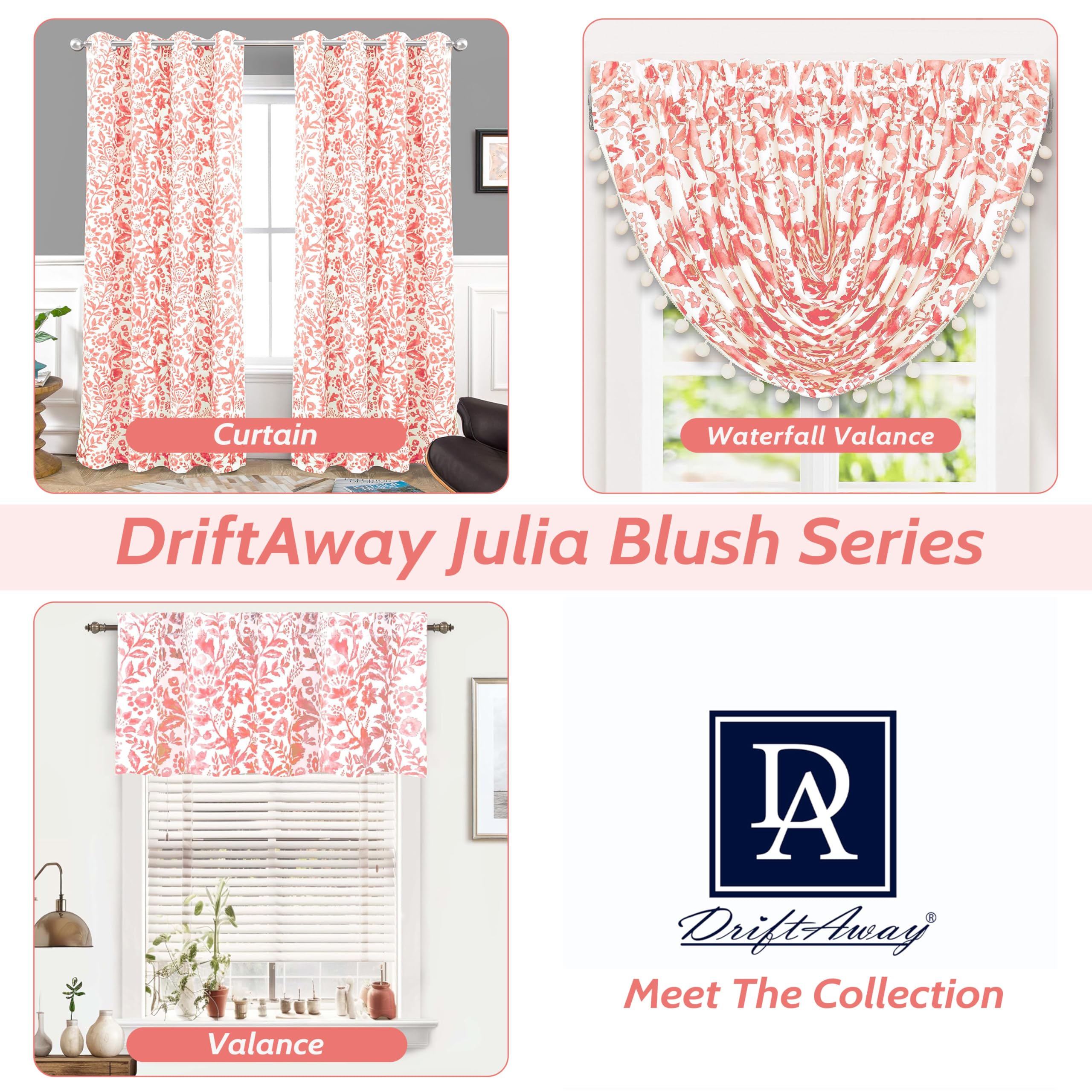 DriftAway Julia Lined Valance Double Layer Thermal Insulated Room Darkening Blackout Valances 3 Inch Rod Pocket Window Valance for Bathroom Living Room 52 Inch by 18 Inch Blush