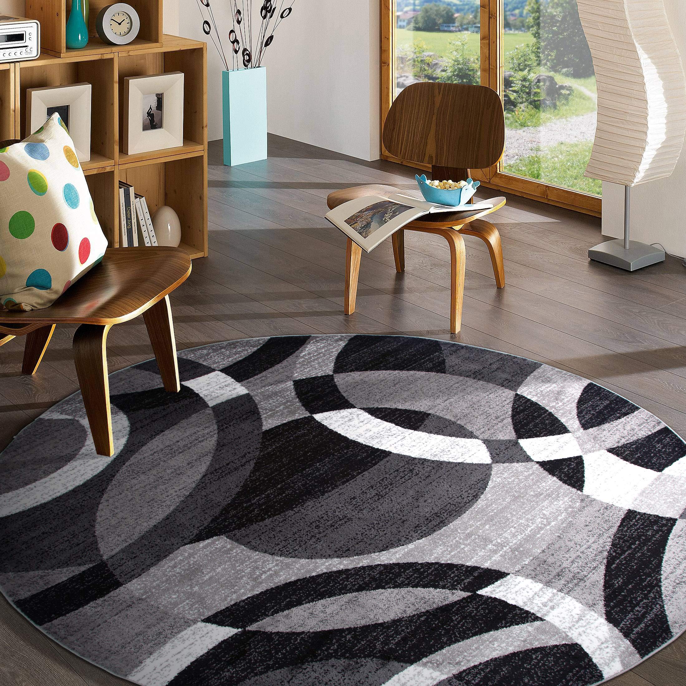 Rugshop Contemporary Modern Circles Abstract Area Rug 2' x 3' Blue