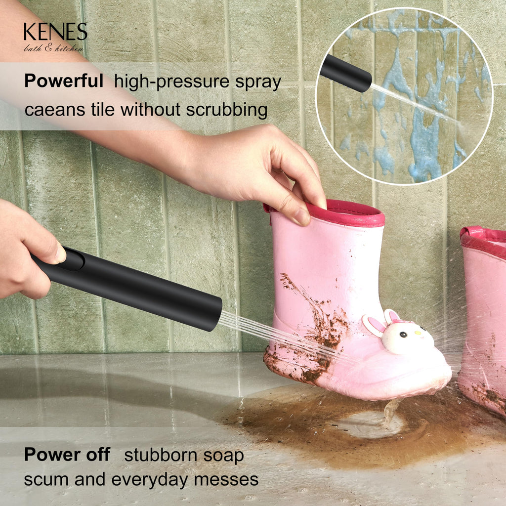 KENES Brushed Nickel 10-Inch Shower Head and Handle Set, Square Shower Faucet Set Bathroom Rainfall Shower System Wall Mount, KE-6024B (Shower Valve Included)