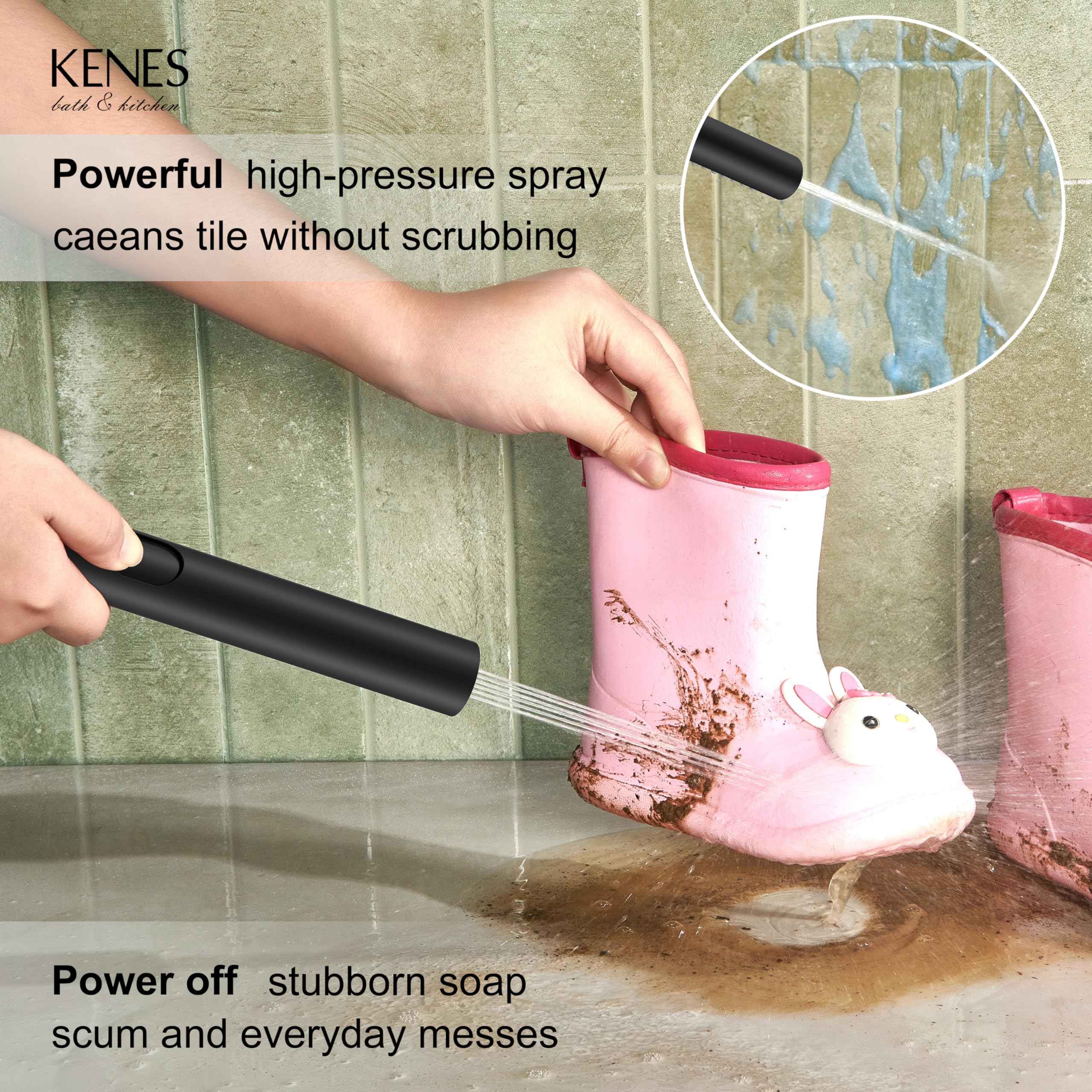 KENES Brushed Nickel 10-Inch Shower Head and Handle Set, Square Shower Faucet Set Bathroom Rainfall Shower System Wall Mount, KE-6024B (Shower Valve Included)