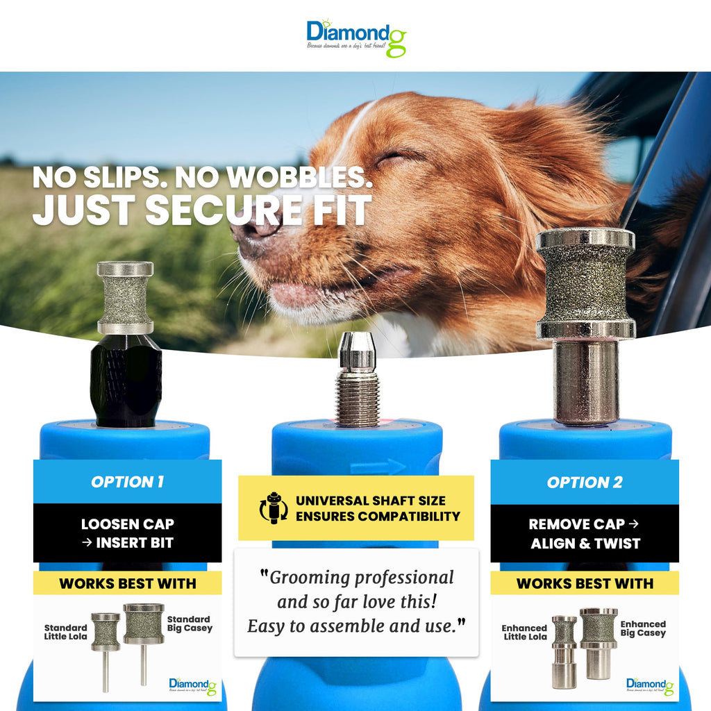 Diamondg Cordless Dog Nail Grinder with Quiet Sound & LED Tip for Large & Small Dogs, 4hrs. Runtime - Electric Dog Nail Trimmer, Heavy Duty Rotary Tool Alternative to Toenail Clippers & Filers