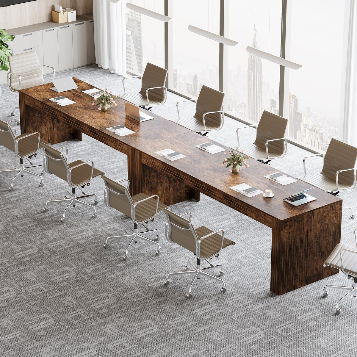 Tribesigns 79-Inch Extra Long Desk, Two Person Double Desk for Home Office, Wooden Long Computer Desk Writing Table for Office, Coffee Brown